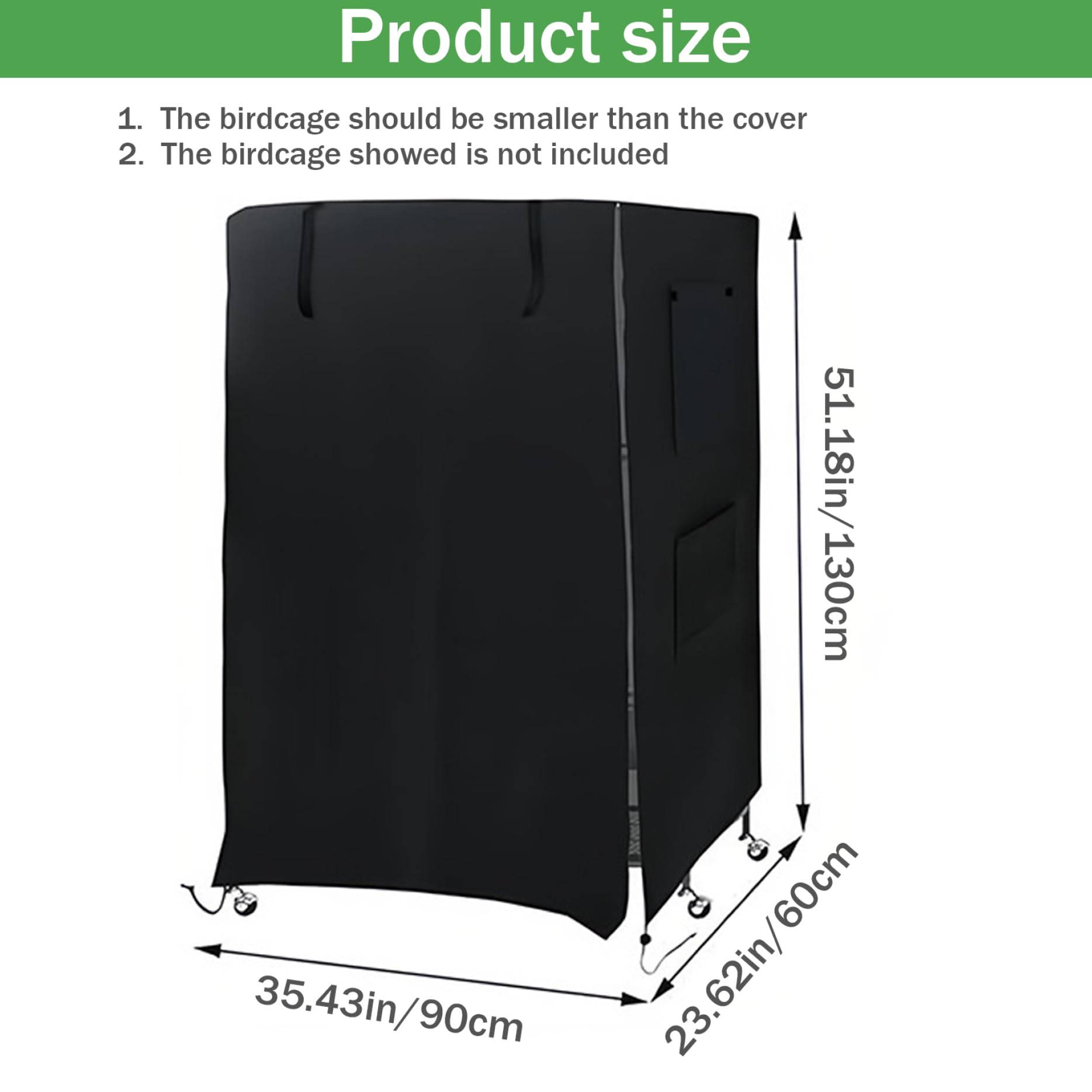 210D Waterproof Universal Bird Cage Cover 38x23.6x51 Inch - Blackout & Breathable for Birds, Critters, Cats & Small Animals - Night Privacy & Comfort - Perfect for Indoor/Outdoor Use, Travel & Stress Reduction