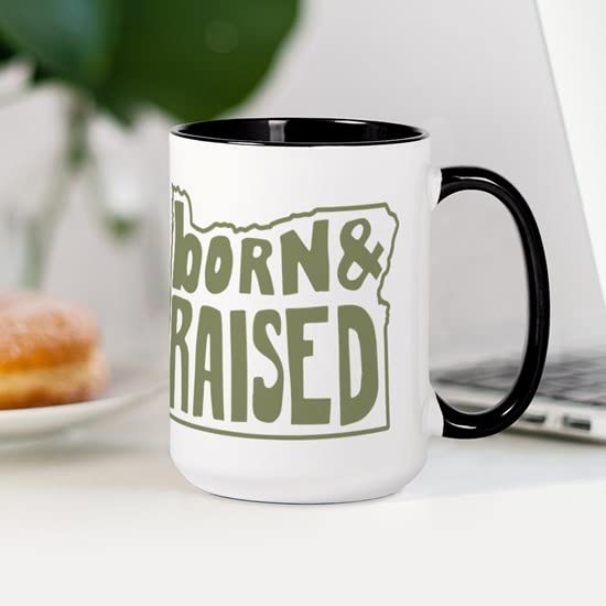 Oregon Born & Raised 15 oz Ceramic Coffee Mug - Perfect for Home, Office & Gifts | Durable 444ml Travel Mug for Coffee & Tea Lovers