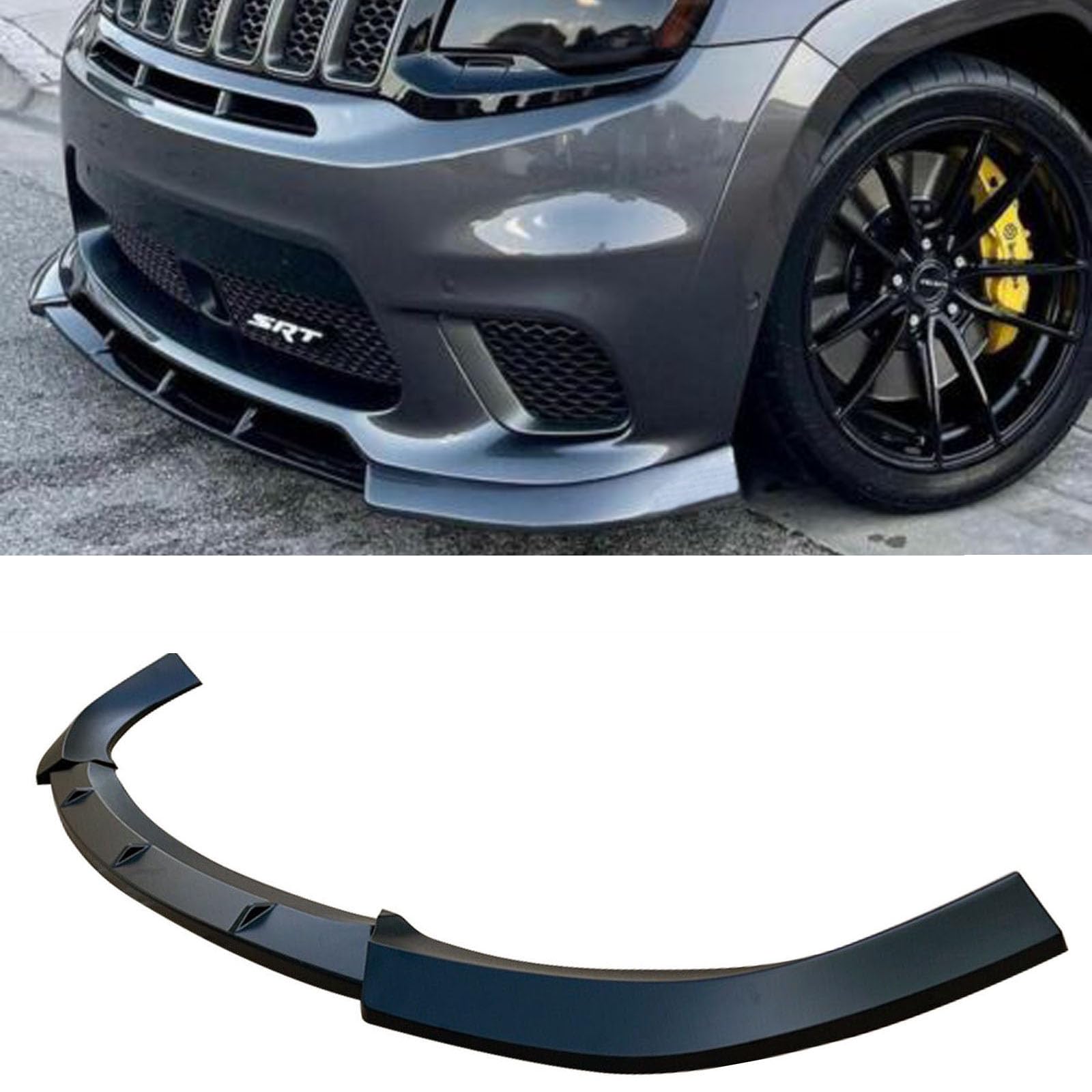 Jeep Grand Cherokee SRT 2017-2021 & Trackhawk 2018-2021 Front Bumper Lip Splitter 3-Piece Set - Matte Black | Aggressive Styling Upgrade for Off-Road & Street Performance