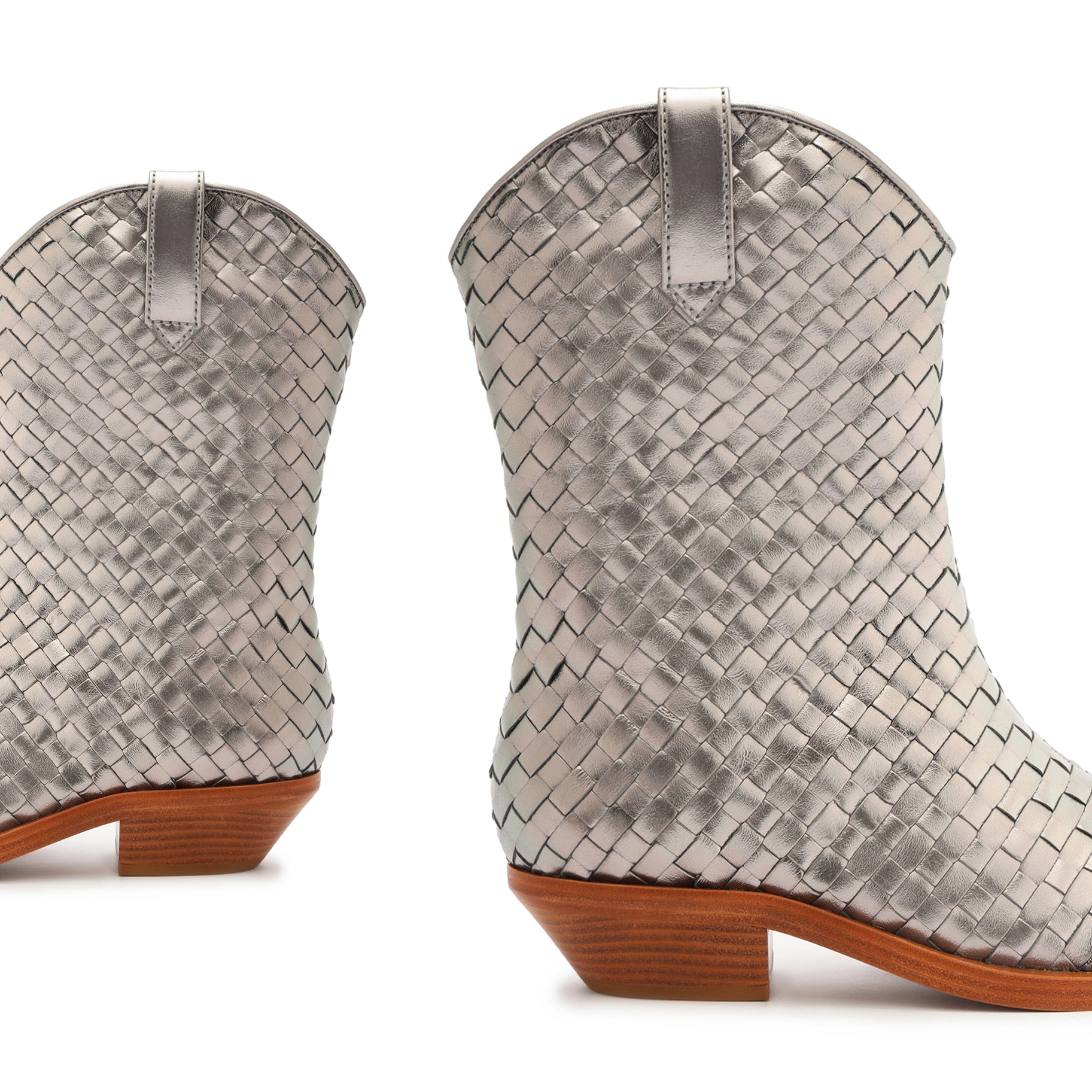 Cicera Women's Woven Metallic Leather Ankle Boots - Stylish Pointed Toe Booties for Fall, Winter & Party Wear