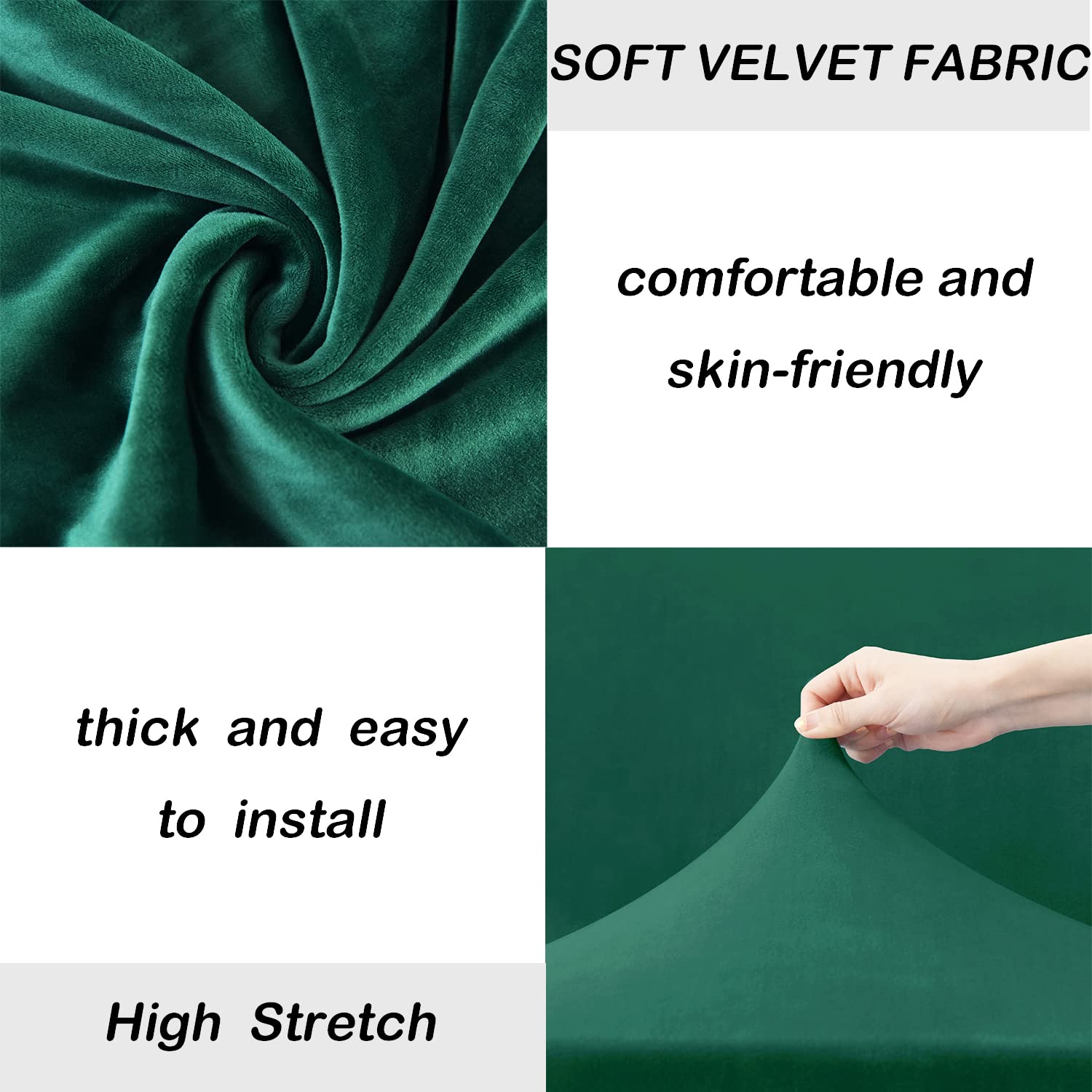Stretch Velvet Sofa Slipcover for 2 Cushion Couch - Soft Thick Furniture Protector Cover for Loveseat - Pet & Kid Friendly Stretchable Sofa Cover (Medium, Green) - Perfect for Living Room, Family Room & Home Decor
