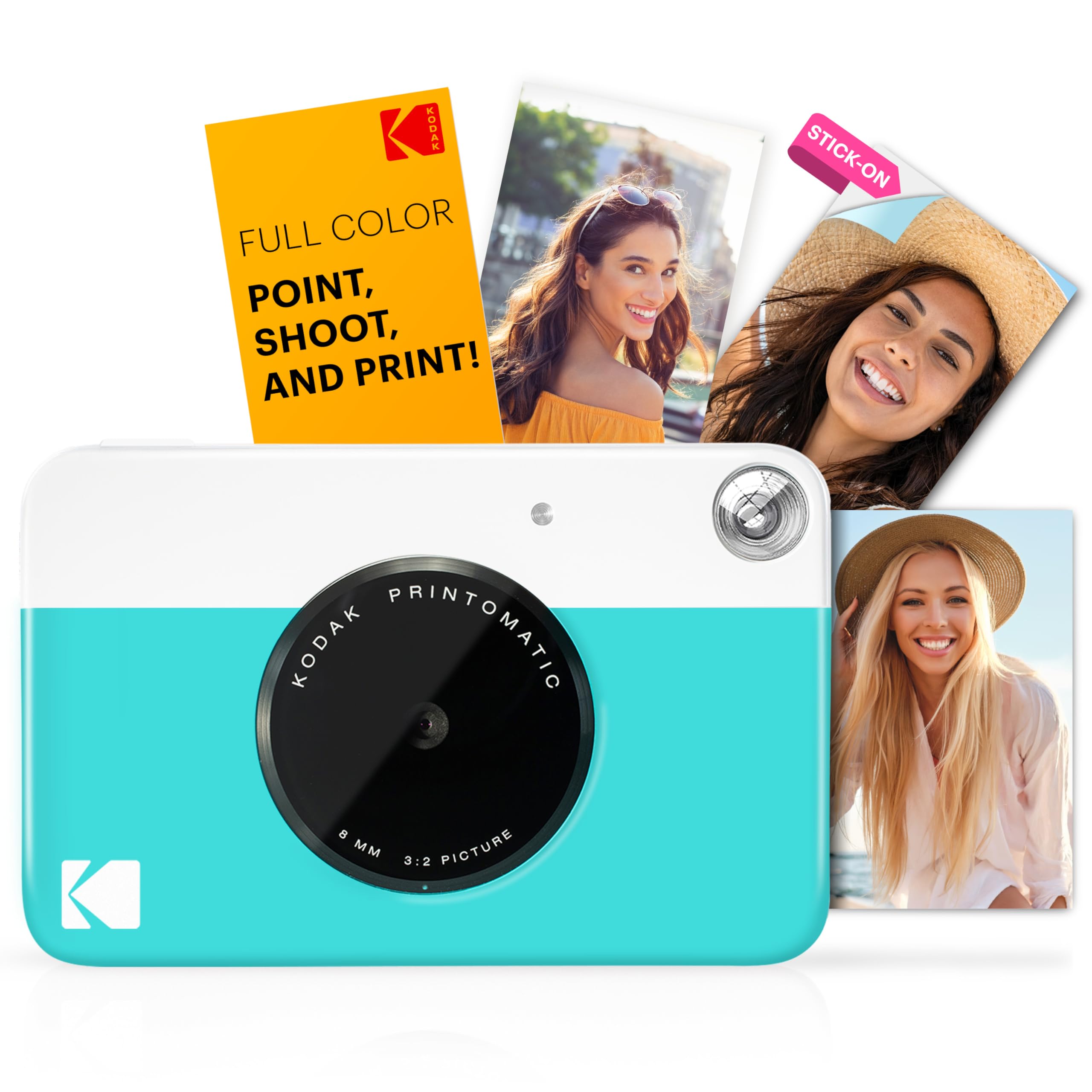 KODAK Printomatic Instant Camera (Blue) - All-In-One Bundle with Zink Photo Paper (20 Sheets), Carrying Case, Photo Album, 7 Sticker Sets, Markers & Scissors - Perfect for Parties, Travel & DIY Photo Gifts
