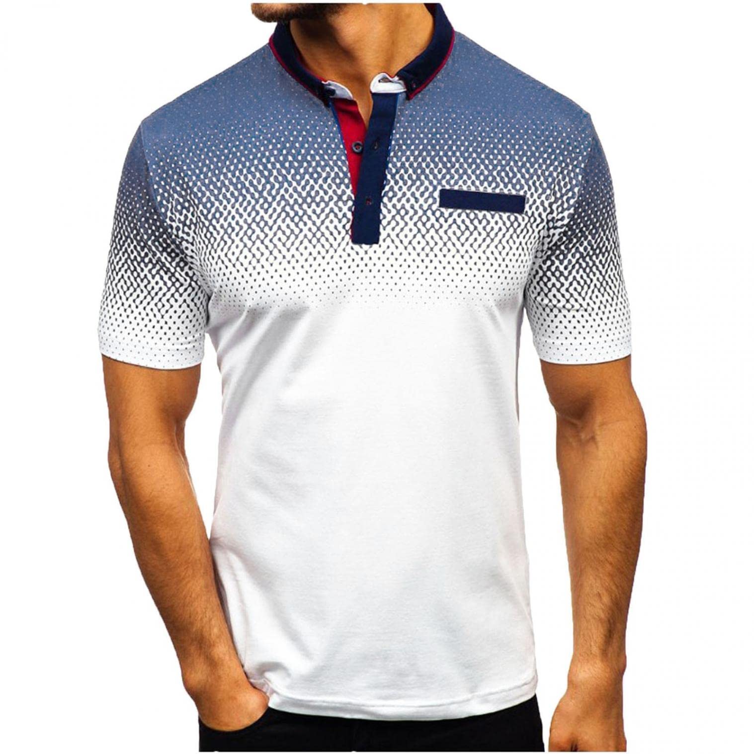 **Men's Polo T-Shirts - Casual Crew Neck Short Sleeve Henley Shirts for Workout & Gym - Breathable & Comfortable Tees for Everyday Wear & Outdoor Activities**