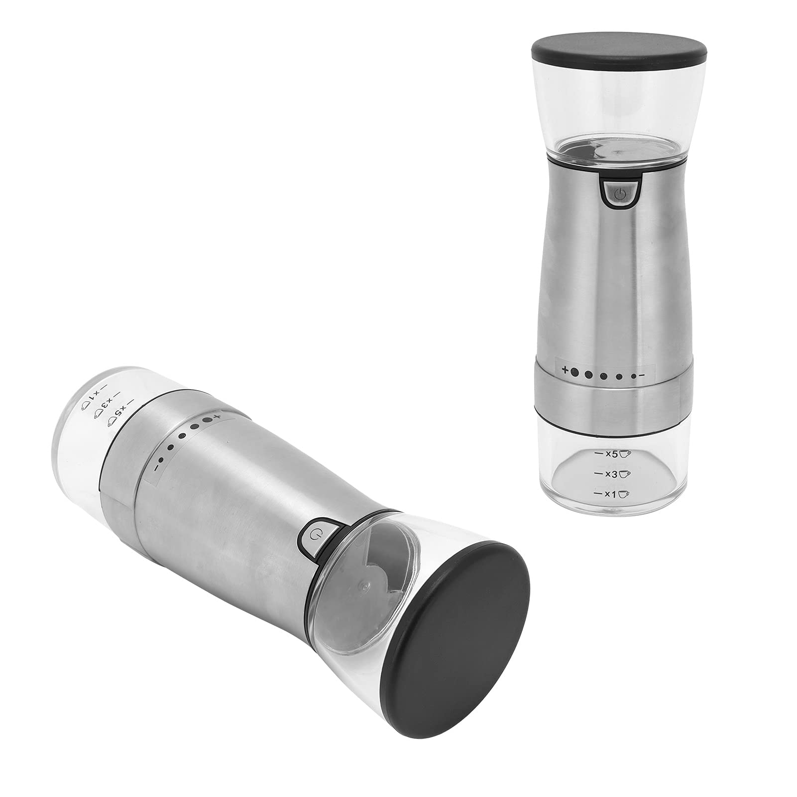 Premium Stainless Steel Coffee Bean Grinder with Built-In 1200mAh Battery & USB Charging - Perfect for Home, Office, and Travel Use