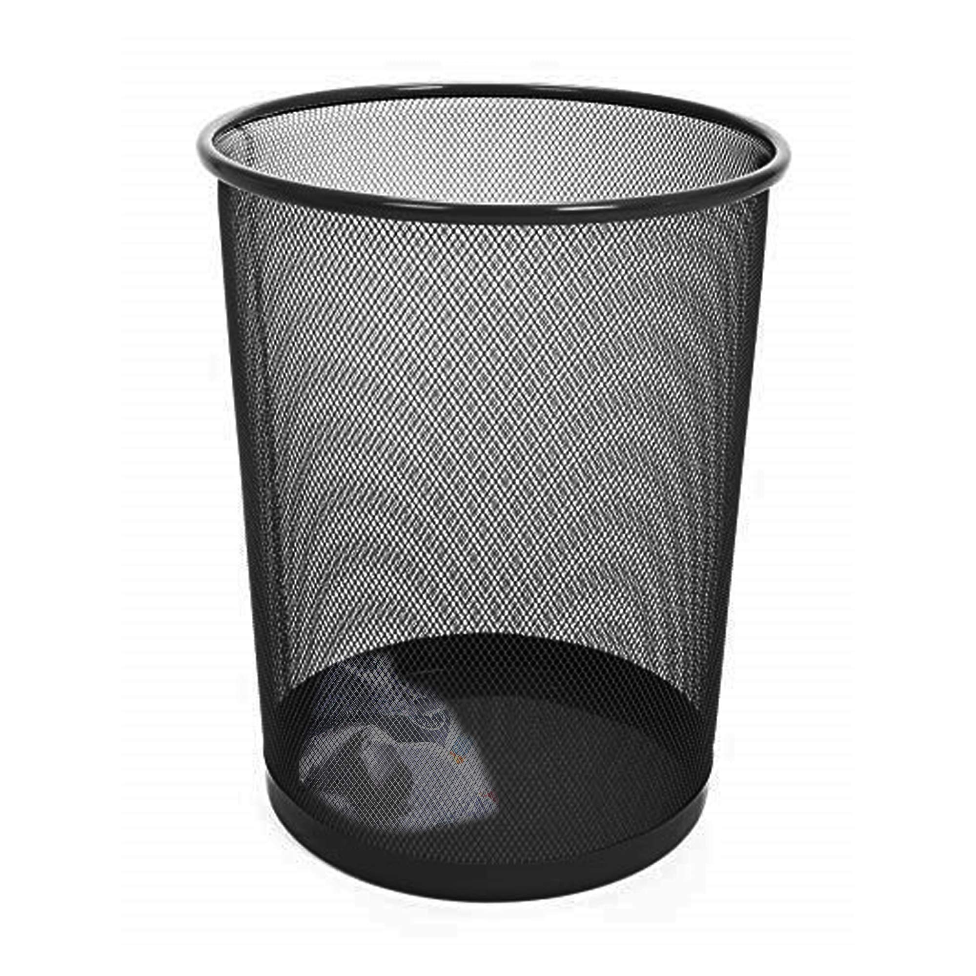 Smart Design Steel Mesh Waste Basket - Easy to Clean Trash Can for Home & Office - 11.75 x 13.75 Inch Black Wire Garbage Bin - Perfect for Bathroom, Bedroom, Kitchen & Office Organization