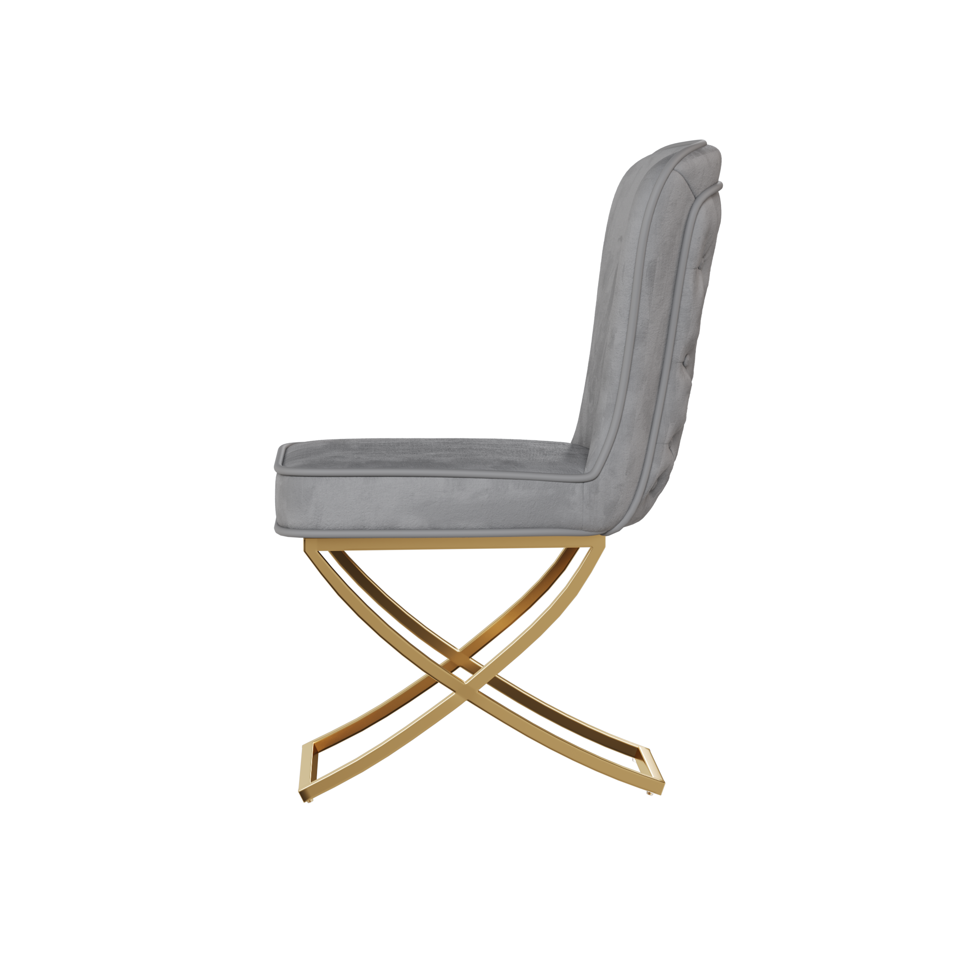 4-Piece Grey Velvet Dining Chair Set with Golden Metal Legs - Modern Kitchen, Living Room, Office & Leisure Chairs for Home Decor