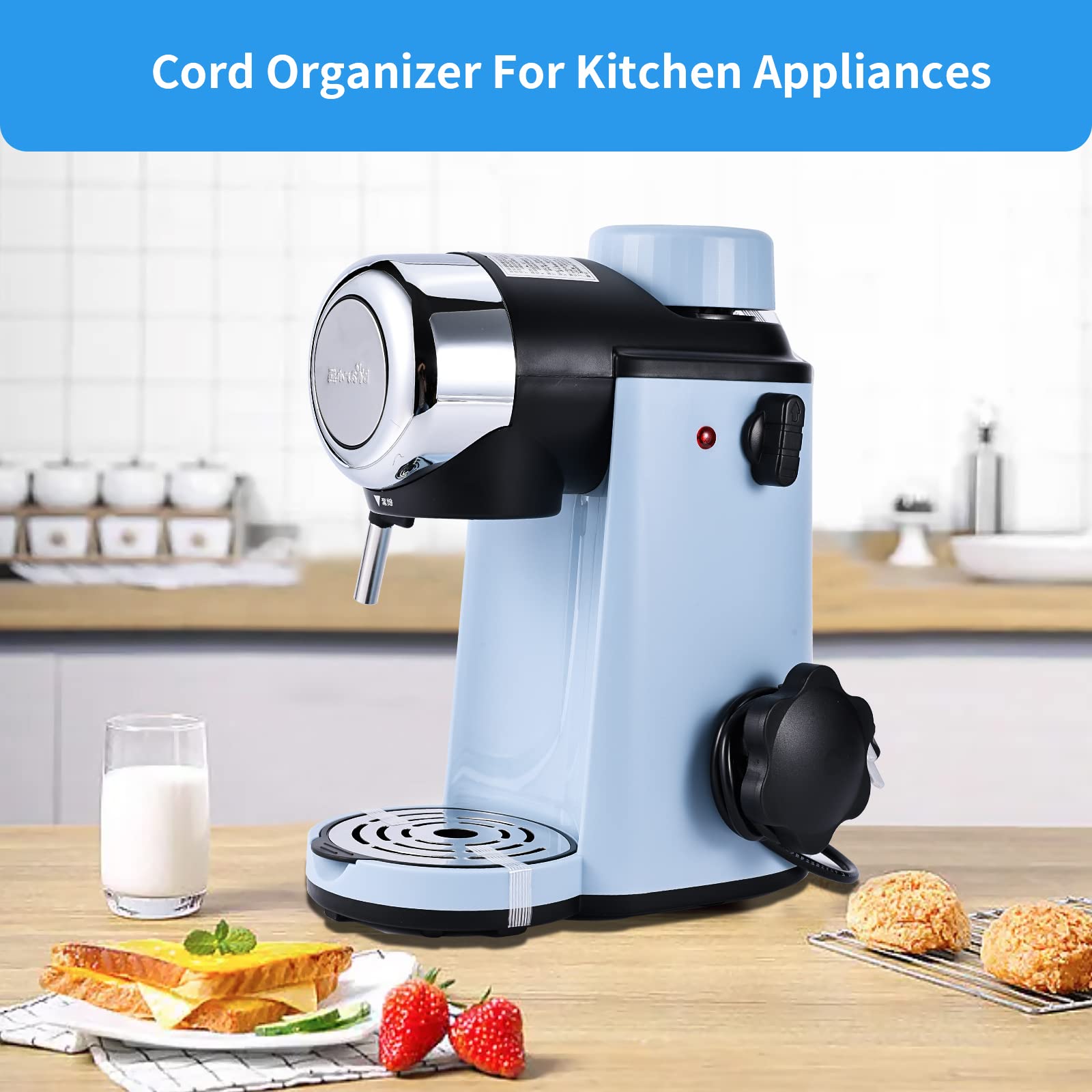 4-Pack Kitchen Cord Organizer - Cord Winder & Keeper for Stand Mixer, Blender, Coffee Maker, Pressure Cooker - Neat Cable Storage Solution for Small Appliances - Perfect for Countertop Organization & Clutter-Free Kitchen