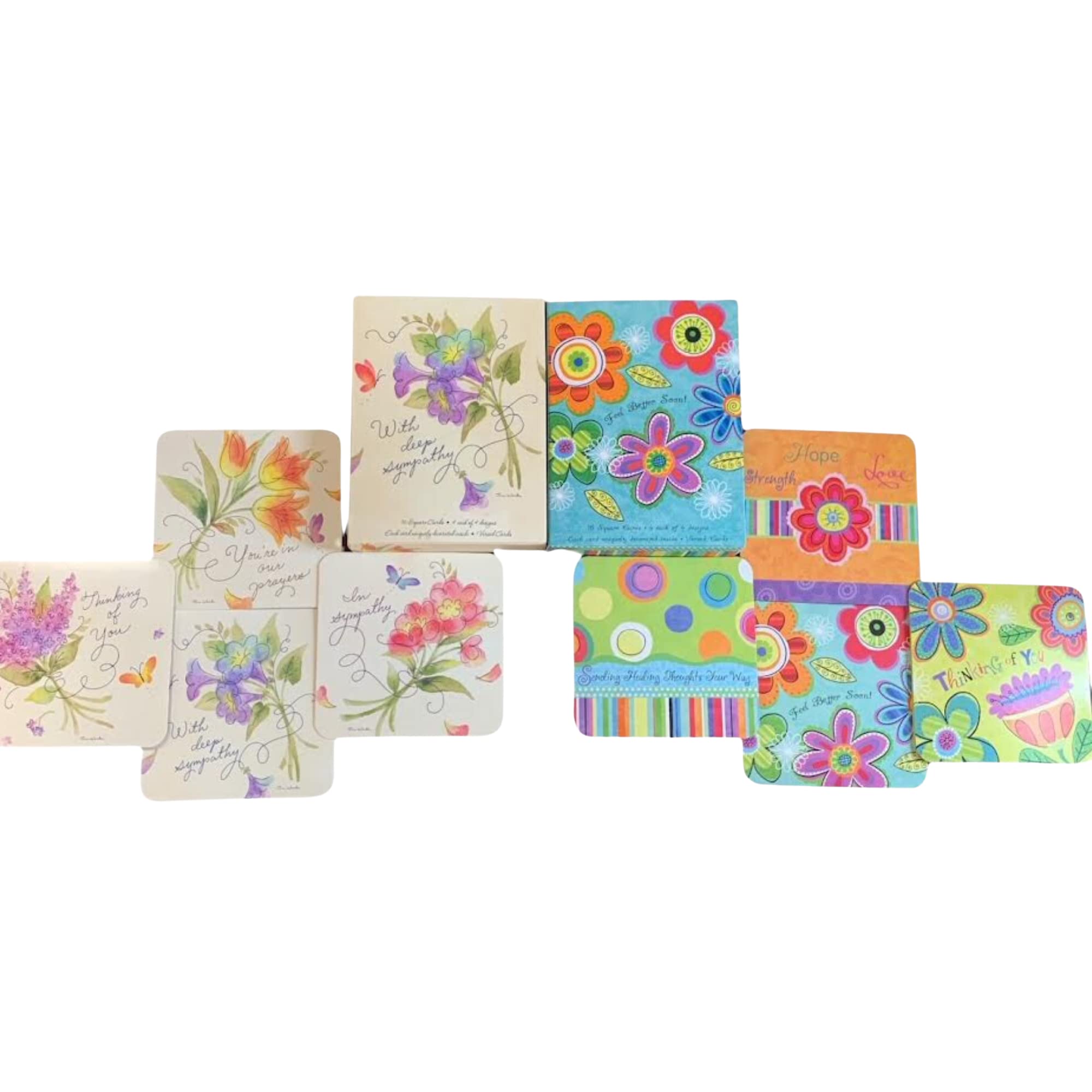Sympathy & Get Well Greeting Card Set - 32 Premium Square Cards with White Envelopes | 2 Boxed Card Collections | Thoughtful Gift for Mother's Day, Condolences & Recovery Wishes | Perfect for Hospitals, Funerals & Special Occasions