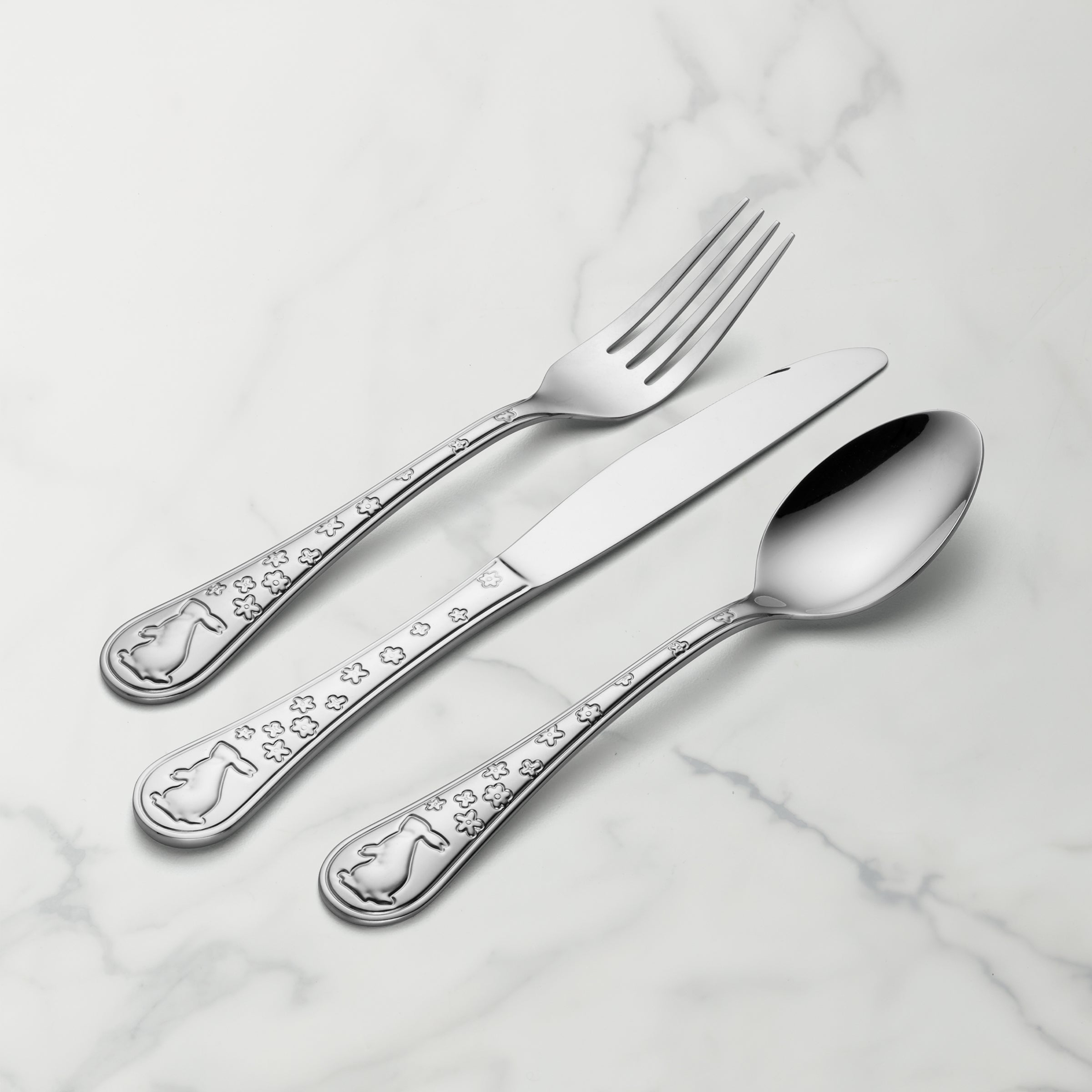 Bunny Hop 12-Piece Flatware Set - Stainless Steel Silverware for Everyday Dining, Dinner Parties & Kitchen Essentials | Elegant Cutlery Set for Home, Restaurants & Gifts