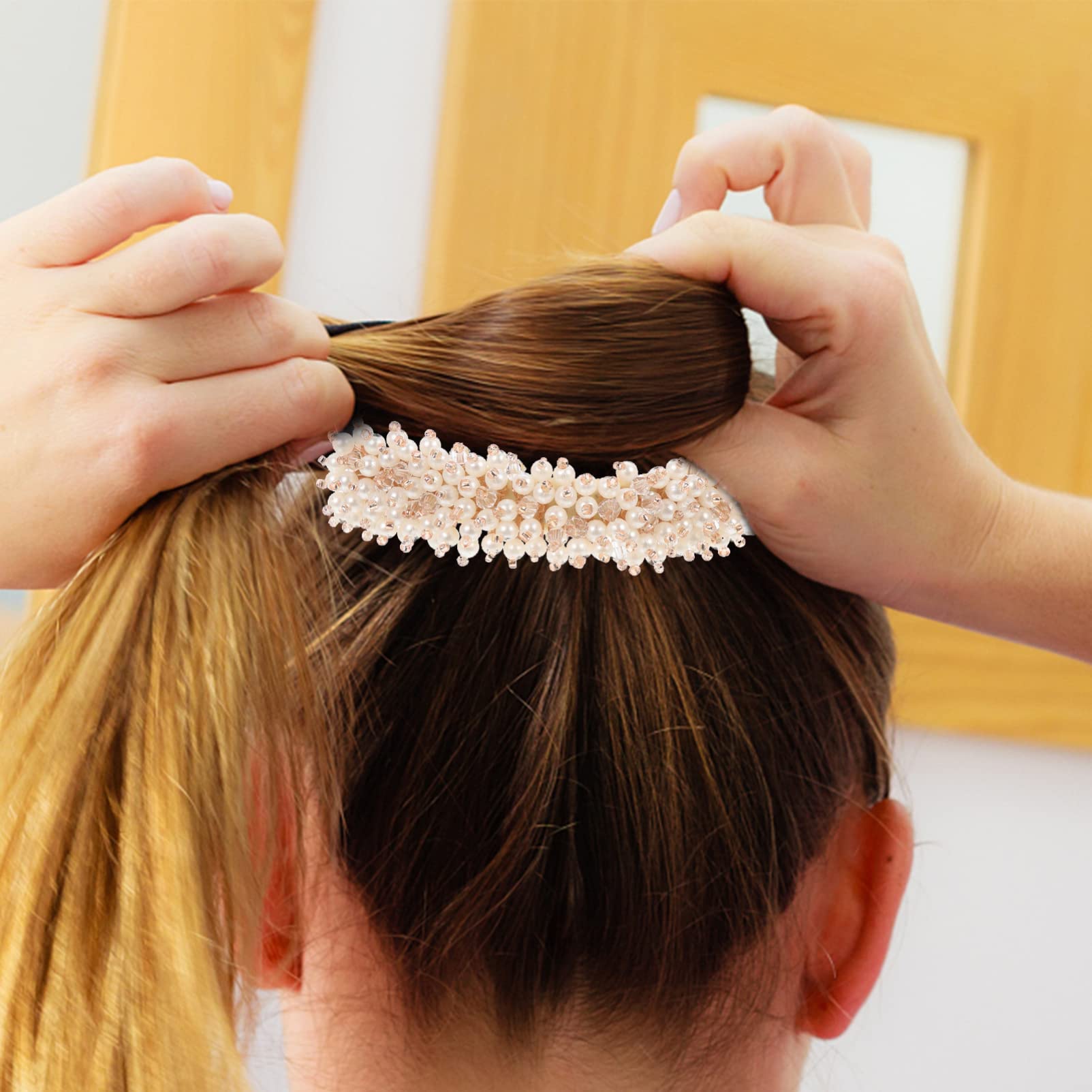 FOMIYES 3Pcs Hair Donut Bun Maker Set with Rhinestone Hair Clips & Bow Ties - Hair Styling Tools for Women, Braiding Accessories, Curlers for Party, Wedding, Prom, and Special Occasions