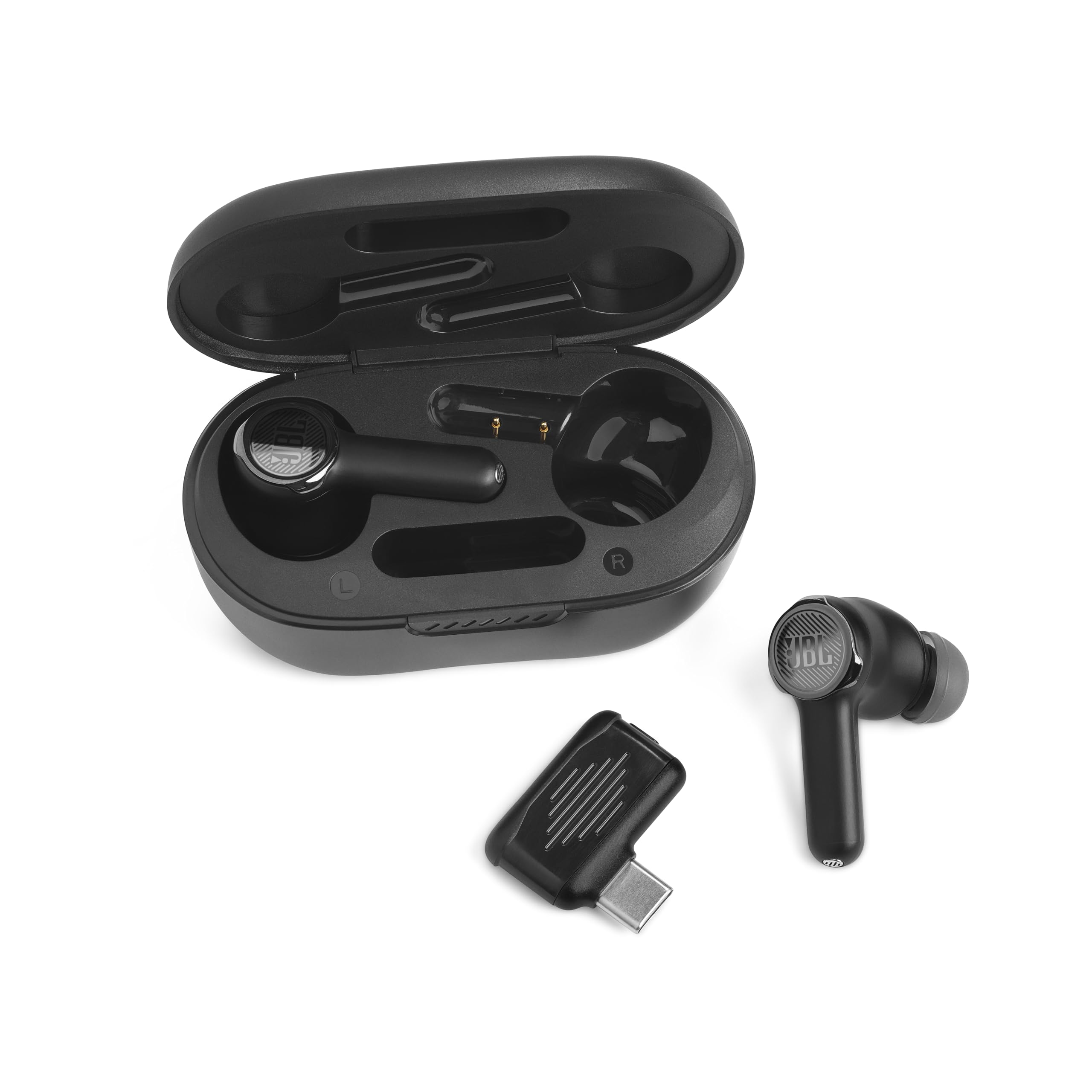 JBL Quantum TWS True Wireless Noise Cancelling Gaming Earbuds - Bluetooth 5.0, Fast Pair Dual Source, 6 Beamforming Mics, IPX4 Water Resistant, 8H Playtime + 16H Case (Black) | Perfect for PC Gaming, Mobile Gaming & Work Calls