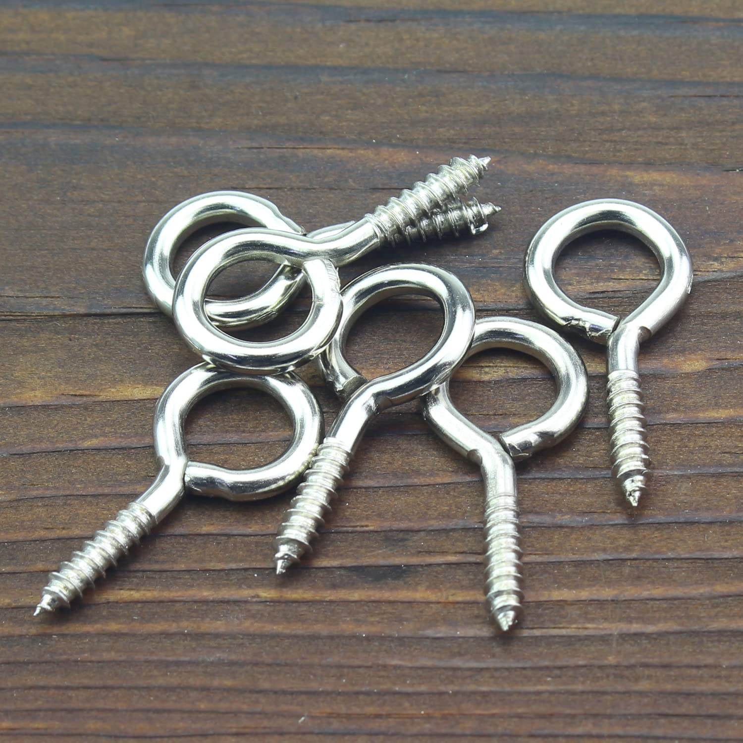 100 Pieces 5# Screw Eye Hooks - Nickel Plated Steel Screw-in Eye Pins for Hanging Decorations, Plants & Crafts - Heavy Duty Silver Metal Hooks for DIY Projects & Home Improvement