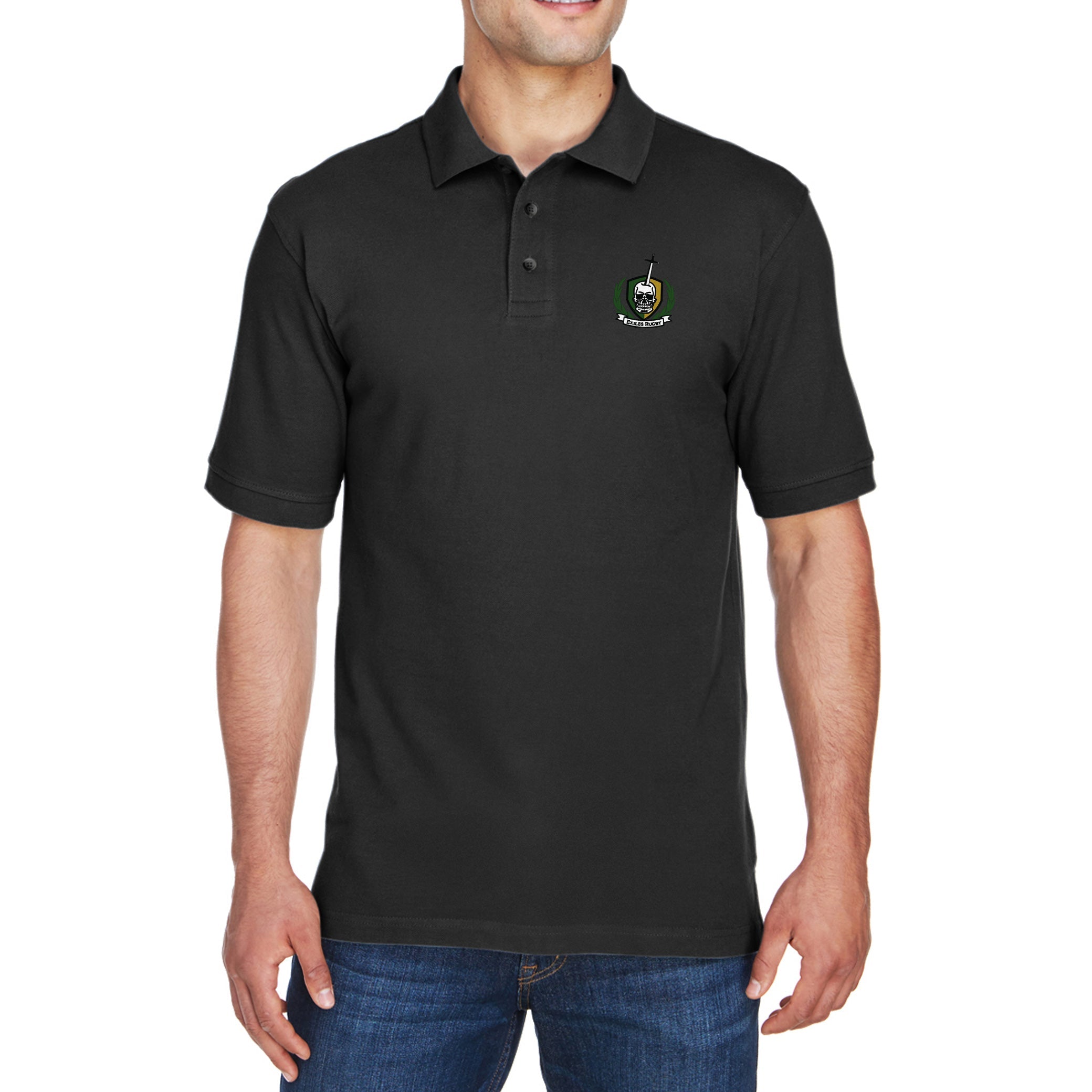Exiles RFC Cotton Polo Shirt - Men's Breathable Casual Short Sleeve Tee for Golf, Rugby & Everyday Wear