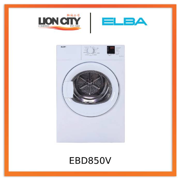 Elba EBD 850V 8kg Air Vented Dryer - Energy Efficient Laundry Solution for Home & Apartment Use