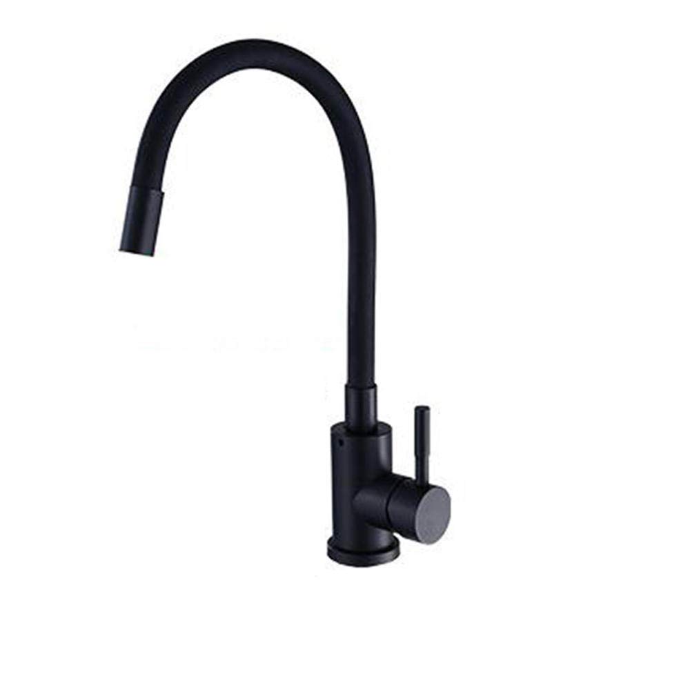 Black Stainless Steel Kitchen Faucet - 360° Swivel for Sink, Hot & Cold Water