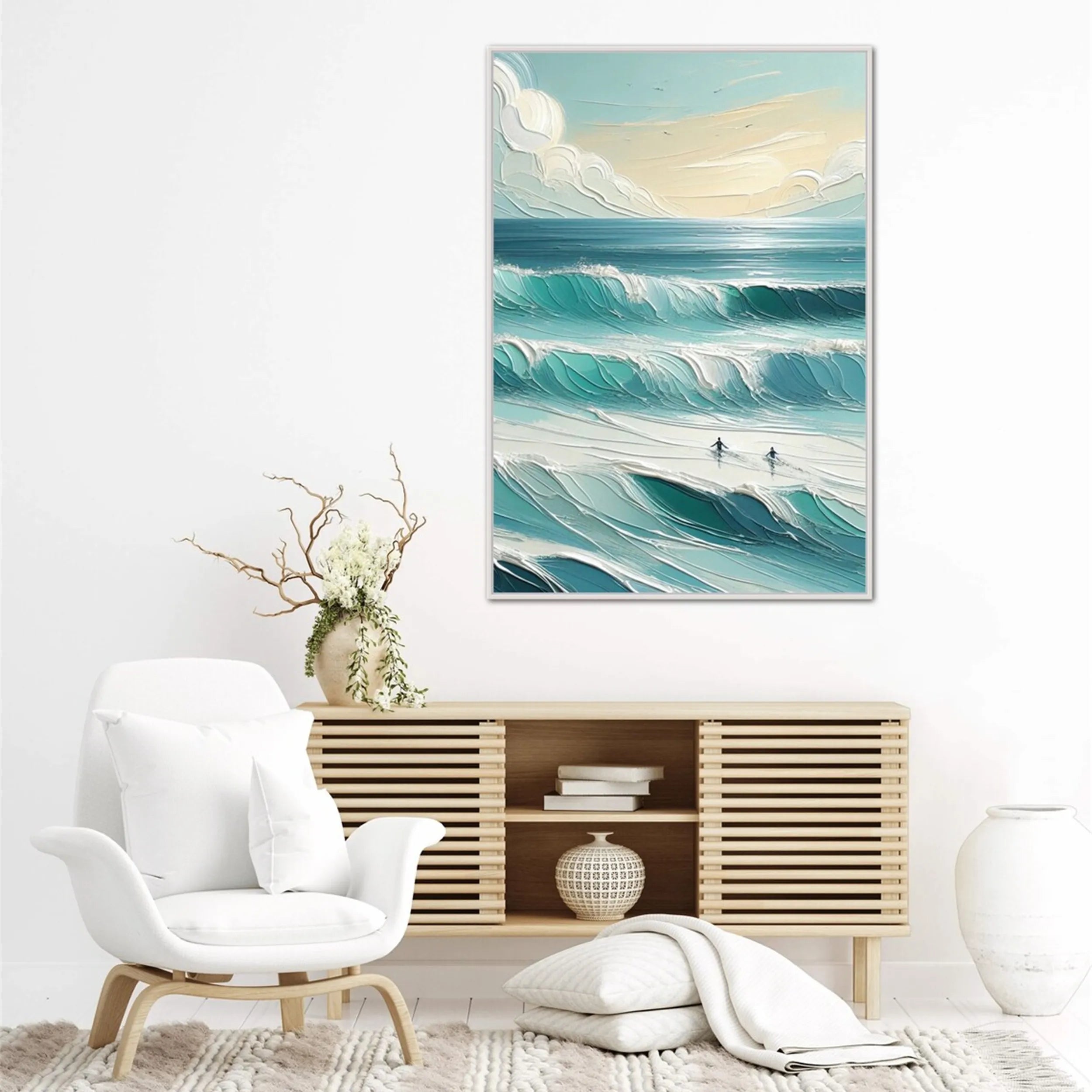 Ocean and Sky Painting #OS 138 - Handmade Canvas Wall Art for Home Decor, Office & Living Room