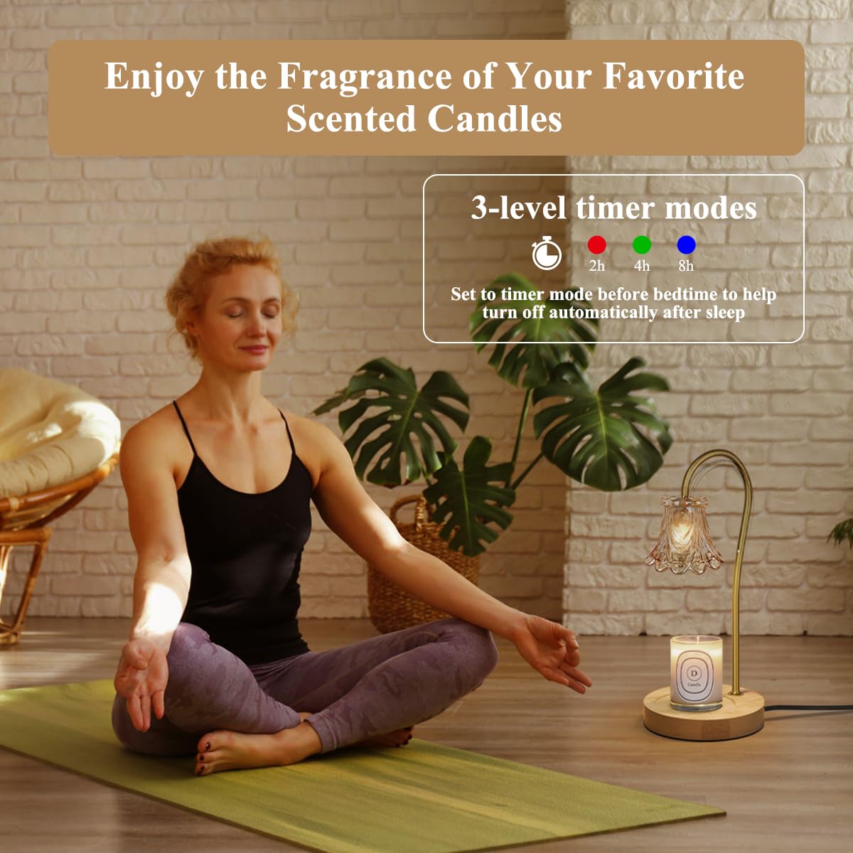 Dimmable Candle Warmer Lamp with Timer - Wax Melter for Scented Candles - Compatible with Small & Large Jars - Includes 2 LED Bulbs - Perfect for Home, Office & Spa Relaxation
