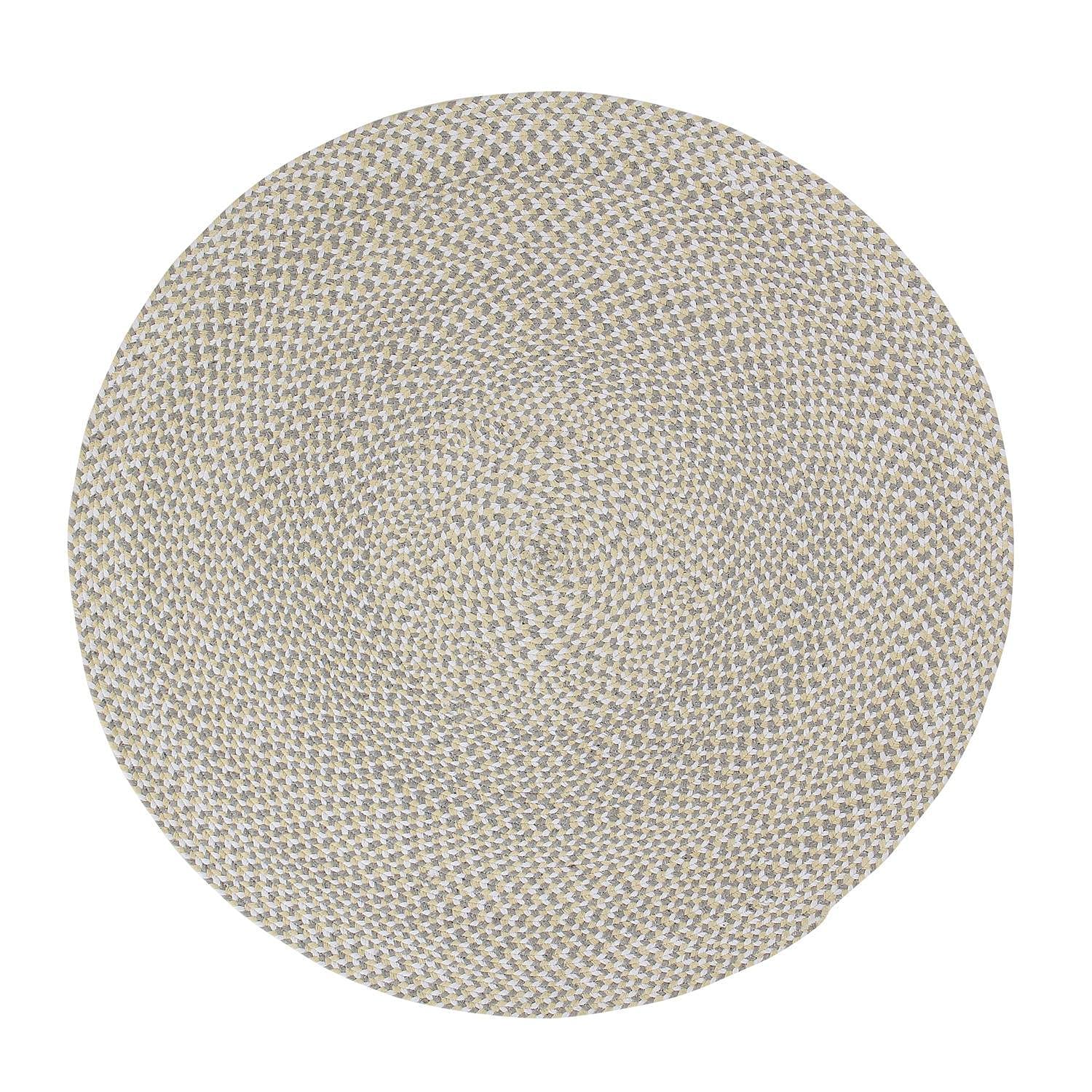 Tri-Color Cotton Braided Farmhouse Area Rug - Buffalo Check Pattern in Yellow, White & Gray | 6' Round Circle Rug for Living Room, Bedroom & Kitchen Decor