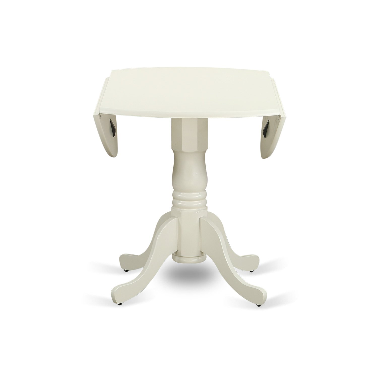 East West Furniture DLBO3-WHI-W 3-Piece White Dining Set with Round Drop-Leaf Table & 2 Chairs, 42x42 Inch, Linen White - Perfect for Small Kitchens, Breakfast Nooks & Cozy Dining Spaces