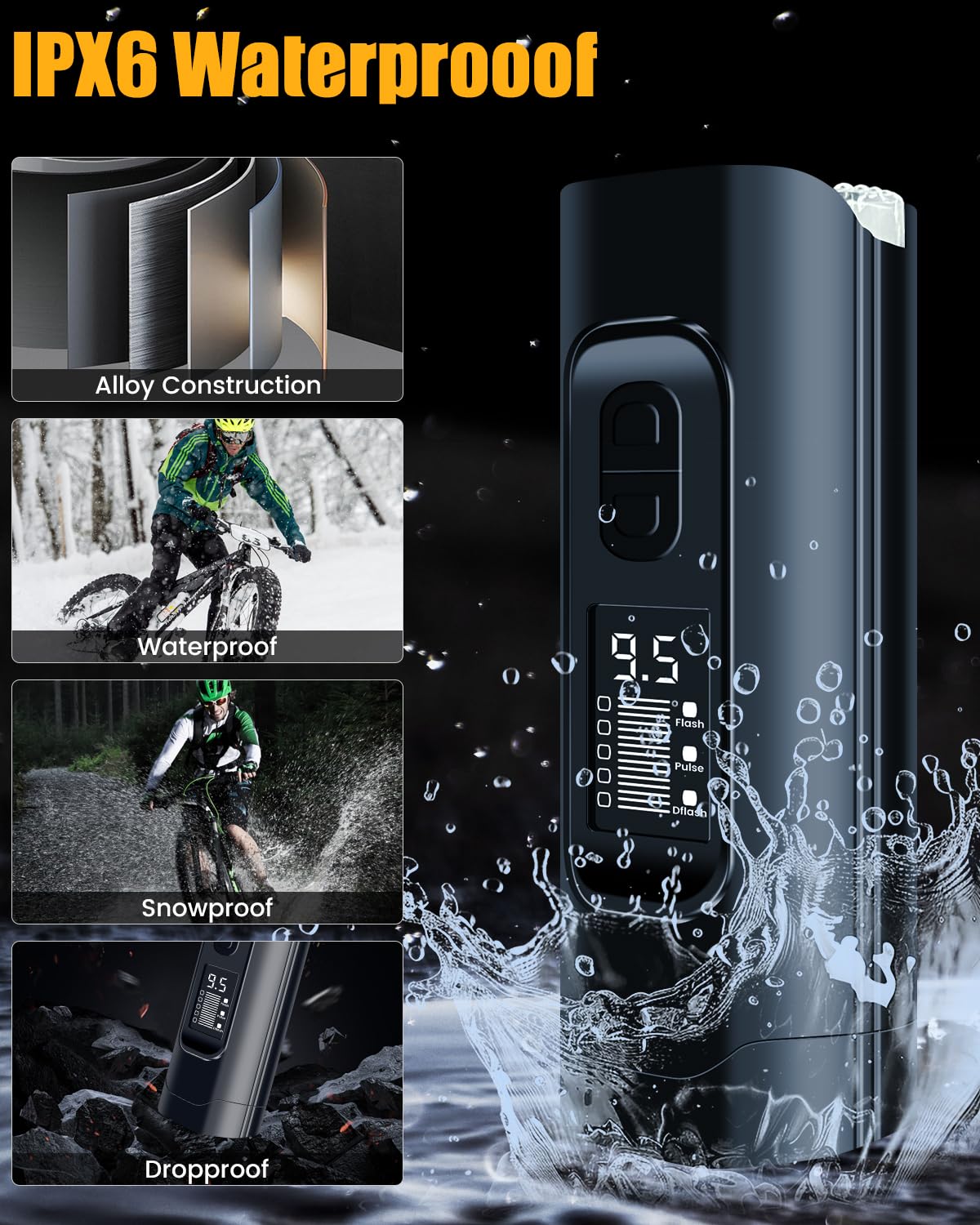 12000 Lumen Super Bright Rechargeable Bike Light Set - 10000mAh LED Bicycle Headlight & Tail Light with 8 Modes (40+ Hours Runtime) for Night Riding, Commuting, and Mountain Biking Safety