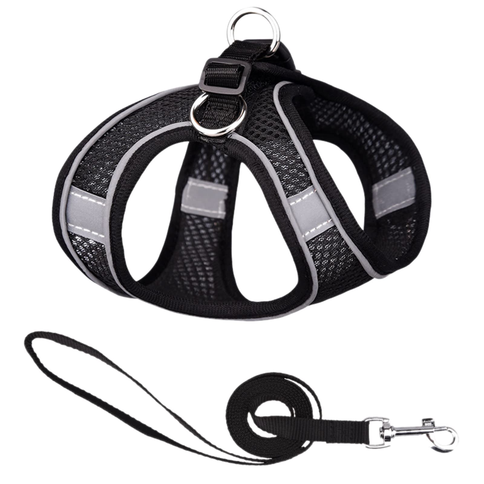 **Soft Mesh Dog Harness & Leash Set - Adjustable No-Pull Step-In Vest with Reflective Bands for Small Dogs & Cats - Perfect for Summer Walking, Jogging, and Outdoor Adventures**