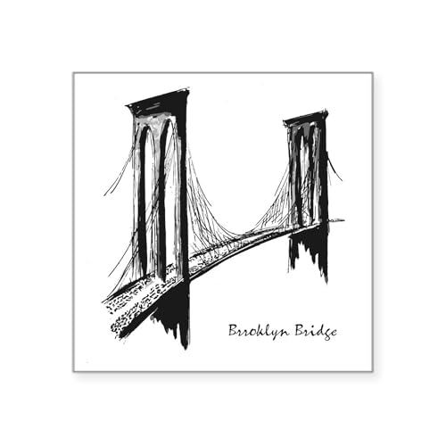 White - Brooklyn Bridge Square Sticker 3 X 3