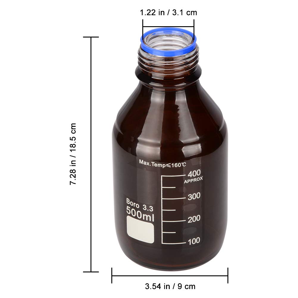 Stonylab Autoclavable Adjustable Bottle Top Dispenser 5-30ml with 500ml Borosilicate Glass Reagent Bottle & Adapters - Precision Liquid Dispensing for Laboratory Research, Chemistry Experiments & Scientific Measurements