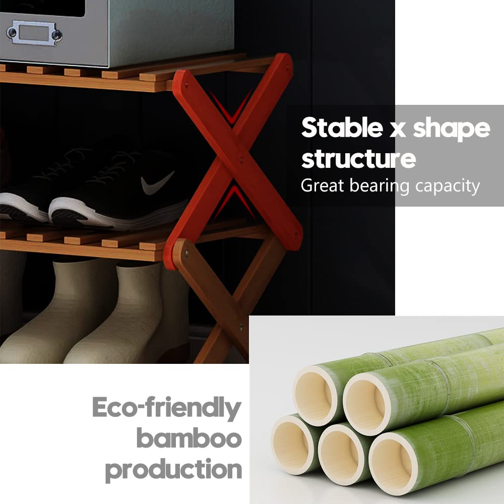 LITA 4-Tier Bamboo Shoe Rack Organizer - Foldable Free Standing Shoe Shelf Storage for Entryway, Closet & Bedroom - Space Saving Shoe Storage Solution for Sneakers, Boots & Sandals