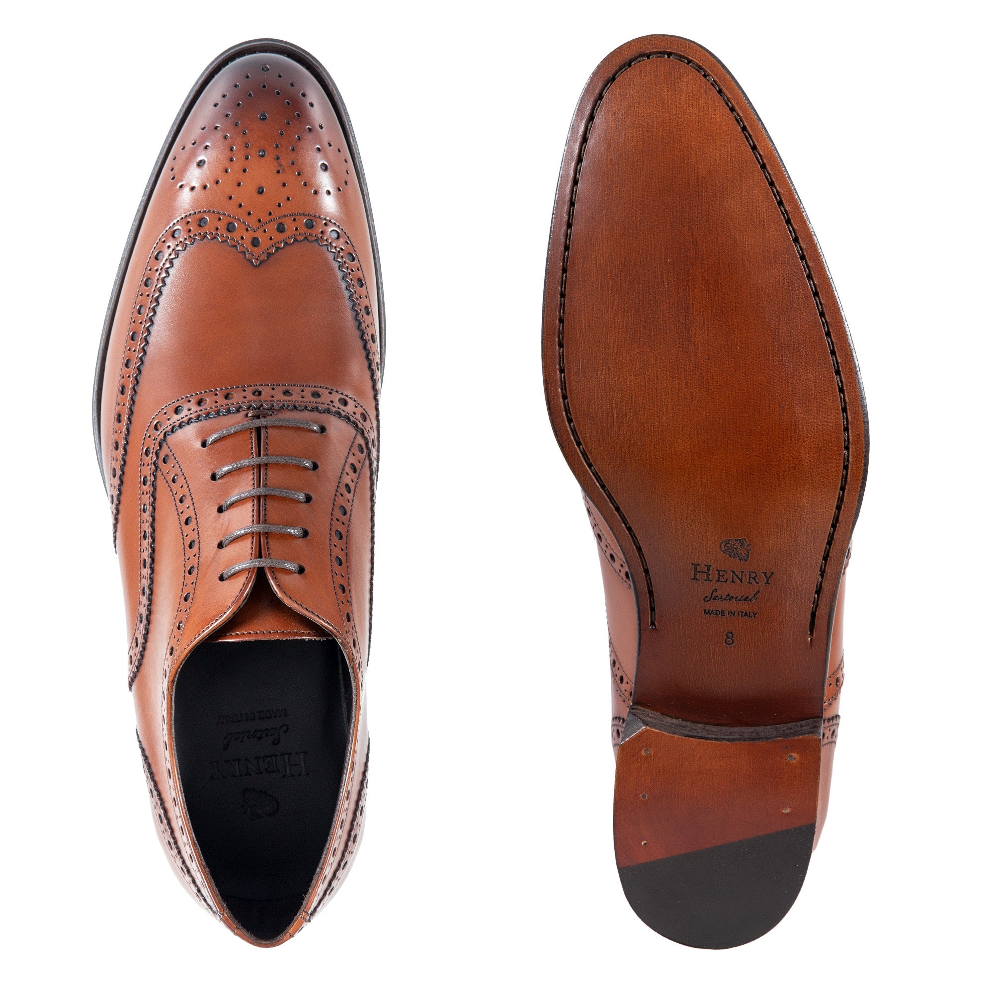 HENRY SARTORIAL Men's Classic Brogue Oxford Dress Shoes in Walnut Brown - Perfect for Business, Formal Events & Weddings