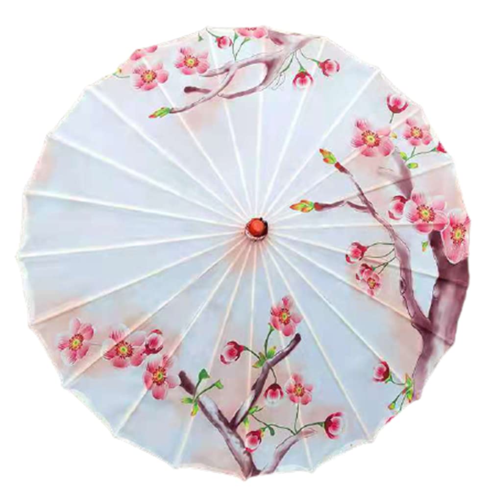 Chinese Style Oil Paper Umbrella - Handmade Bamboo & Floral Painted Rainproof Parasol for Cosplay, Hanfu, Photography & Outdoor Events (Traditional Asian Aesthetic)