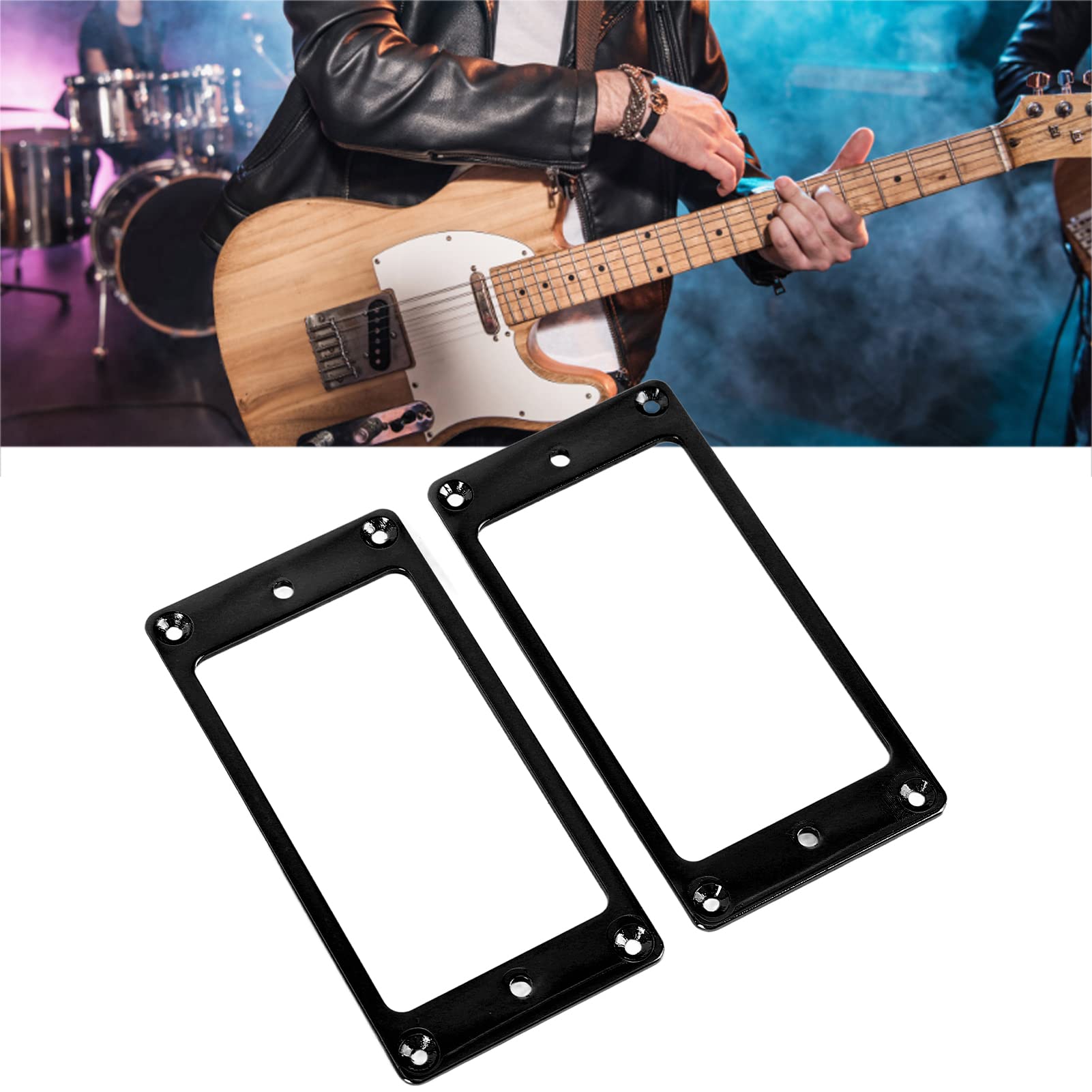 2Pcs Black Humbucker Pickup Mounting Rings for Electric Guitar - Metal Replacement Pickup Frames for Humbucker Pickups - Perfect for Guitar Repair, Upgrades & DIY Projects