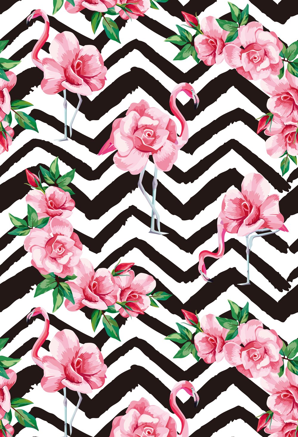 HUAYI 5x7ft Pink Flamingo Chevron Photography Backdrop - Waterproof Vinyl Photo Background for Baby Shower, Birthday Party, Dessert Table & Photo Booth Decor XT-6568 | Perfect for Indoor/Outdoor Events, Social Media Photos & Professional Photography