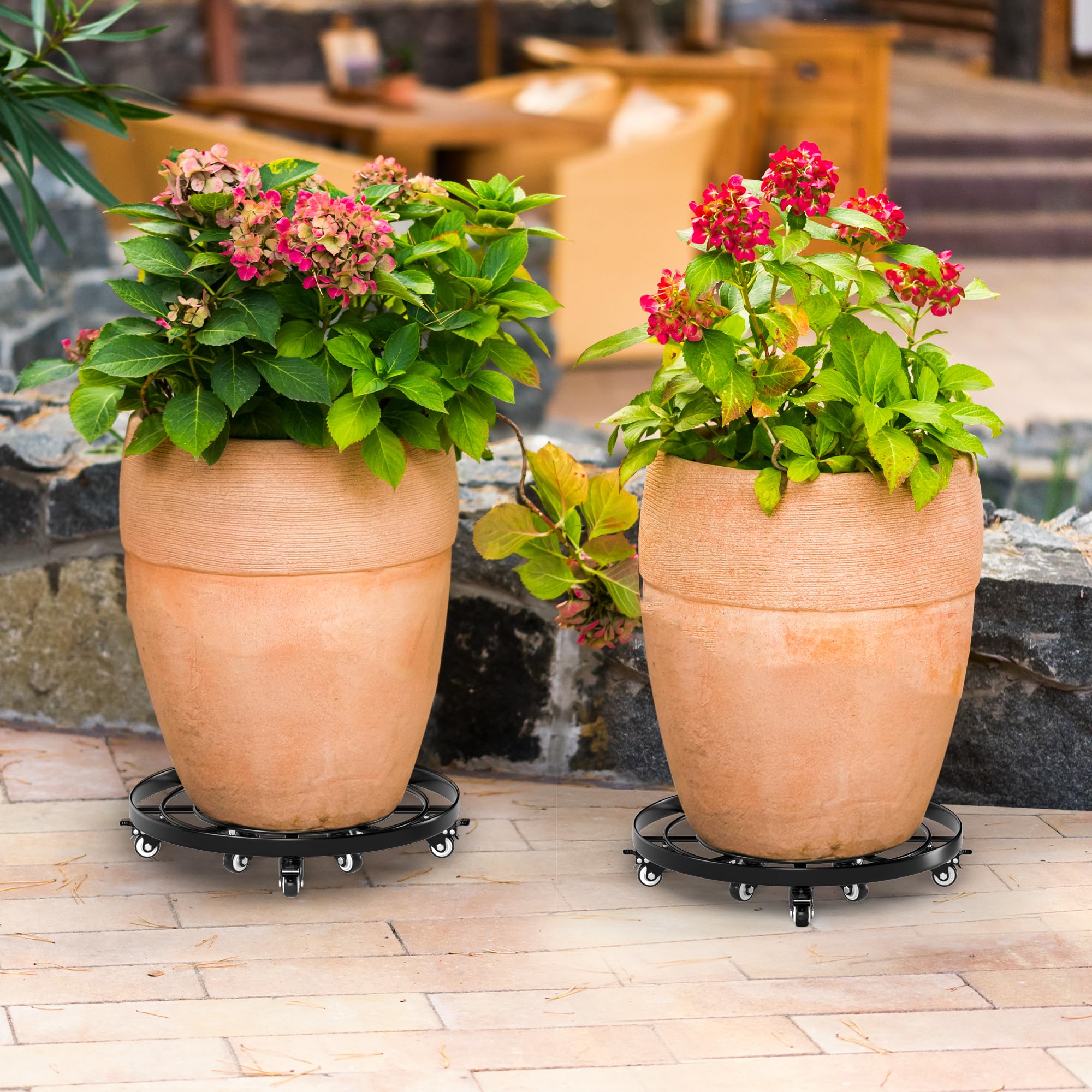 Highpro 2-Pack 20-Inch Heavy Duty Rolling Plant Stand with Lockable Wheels - Indoor/Outdoor Plant Caddy Dolly for Large Flower Pots | Perfect for Moving Potted Plants on Patios, Decks & Gardens