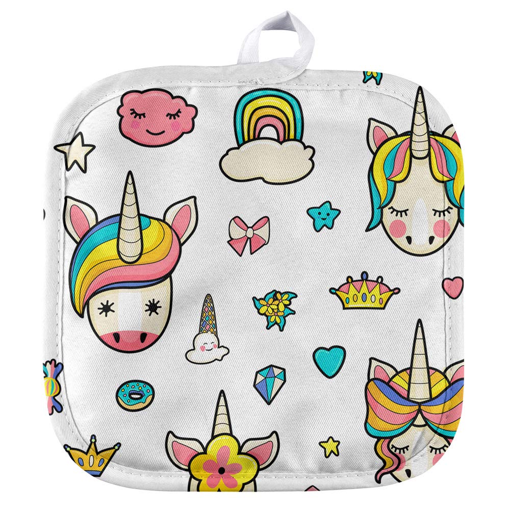 Colorful Unicorn Pattern Heat Resistant Pot Holder - Perfect for Indoor Cooking, Outdoor BBQ, and Kitchen Use - Ideal Gift for Home Chefs and Baking Enthusiasts