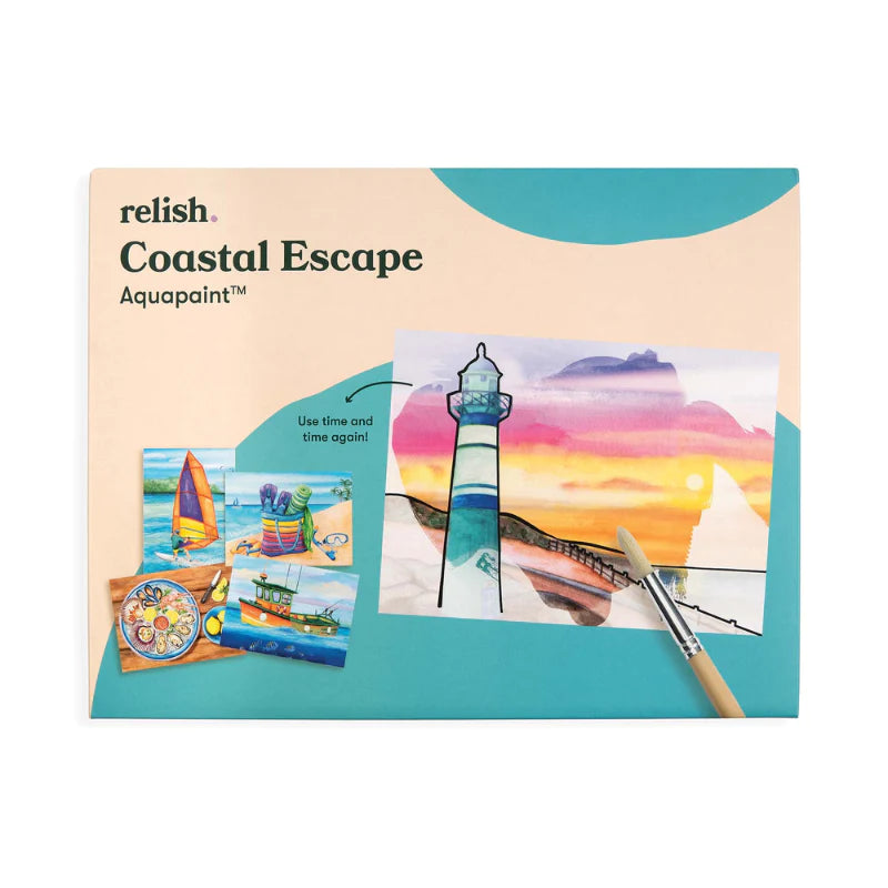 AquaPaint Dementia Activity Set for Seniors - Coastal Escape Theme, Sensory Stimulation & Relaxation - Perfect for Memory Care, Nursing Homes & Alzheimer's Therapy