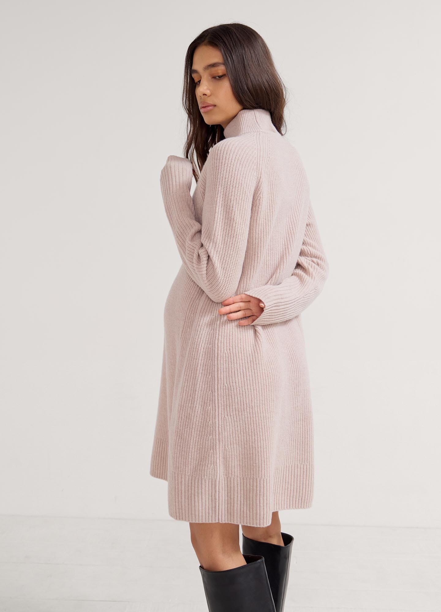 Irina Shaker Mini Sweater Dress for Women - Soft Knit Bodycon Dress with Long Sleeves - Perfect for Date Night, Office Wear & Fall Fashion