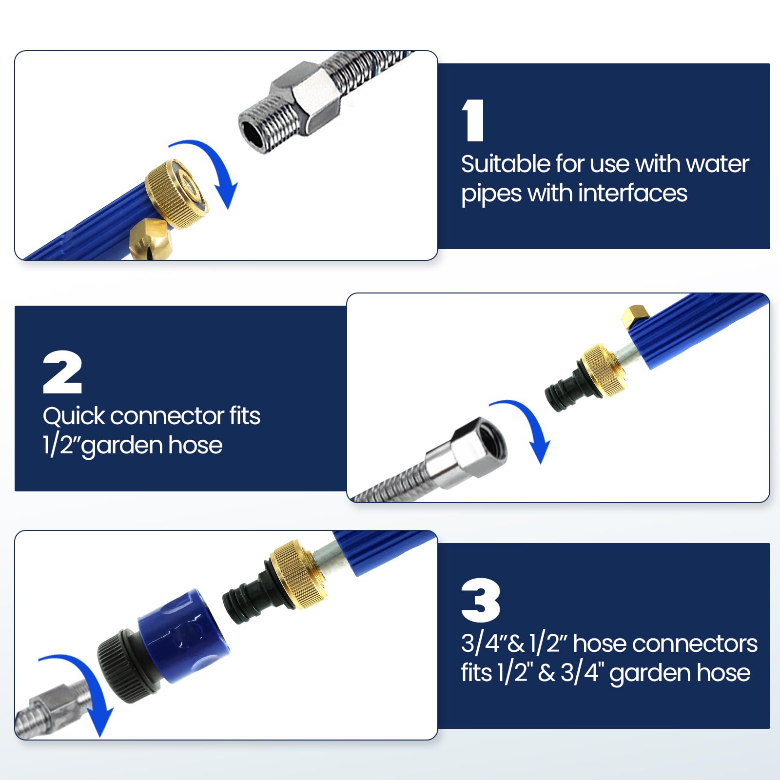 KHOCOEE Pressure Washer Wand with 3 Nozzles - High Pressure Hose Nozzle for Car, Garden & Window Washing (Blue)