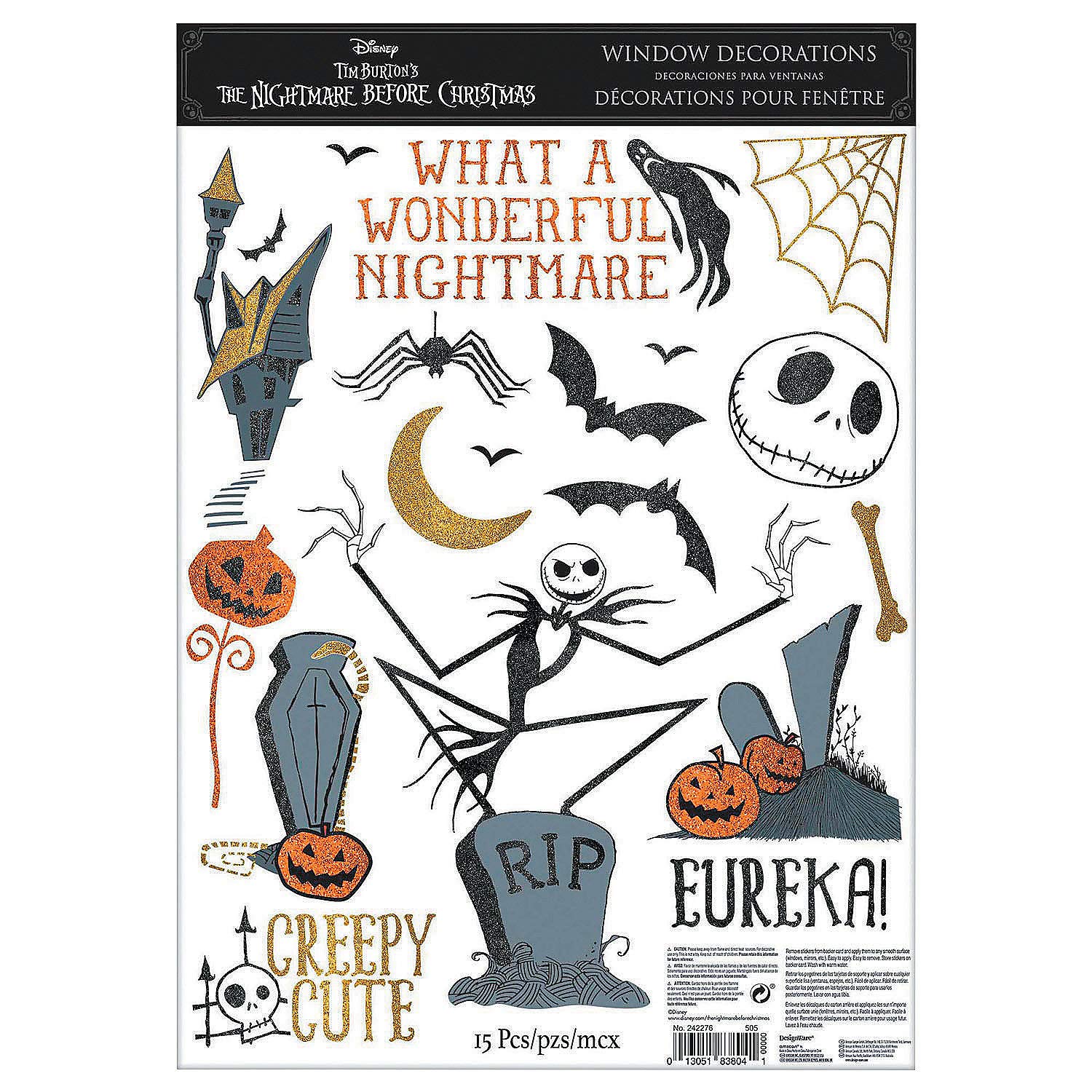 Nightmare Before Christmas Window Clings - Halloween & Christmas Party Decorations - 1-Piece Set - Perfect for Home, Office, and Holiday Party Decor