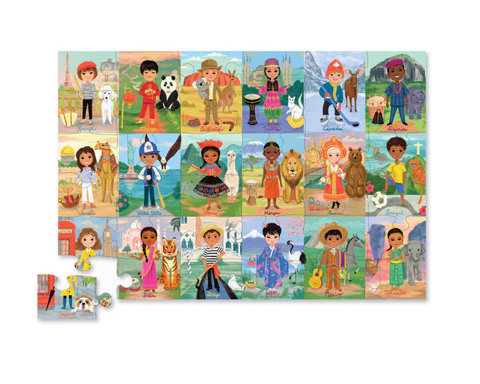 Classic 36-Piece Floor Puzzle - Children of the World | Educational World Map Jigsaw for Kids | Perfect for Classroom Learning & Family Game Night