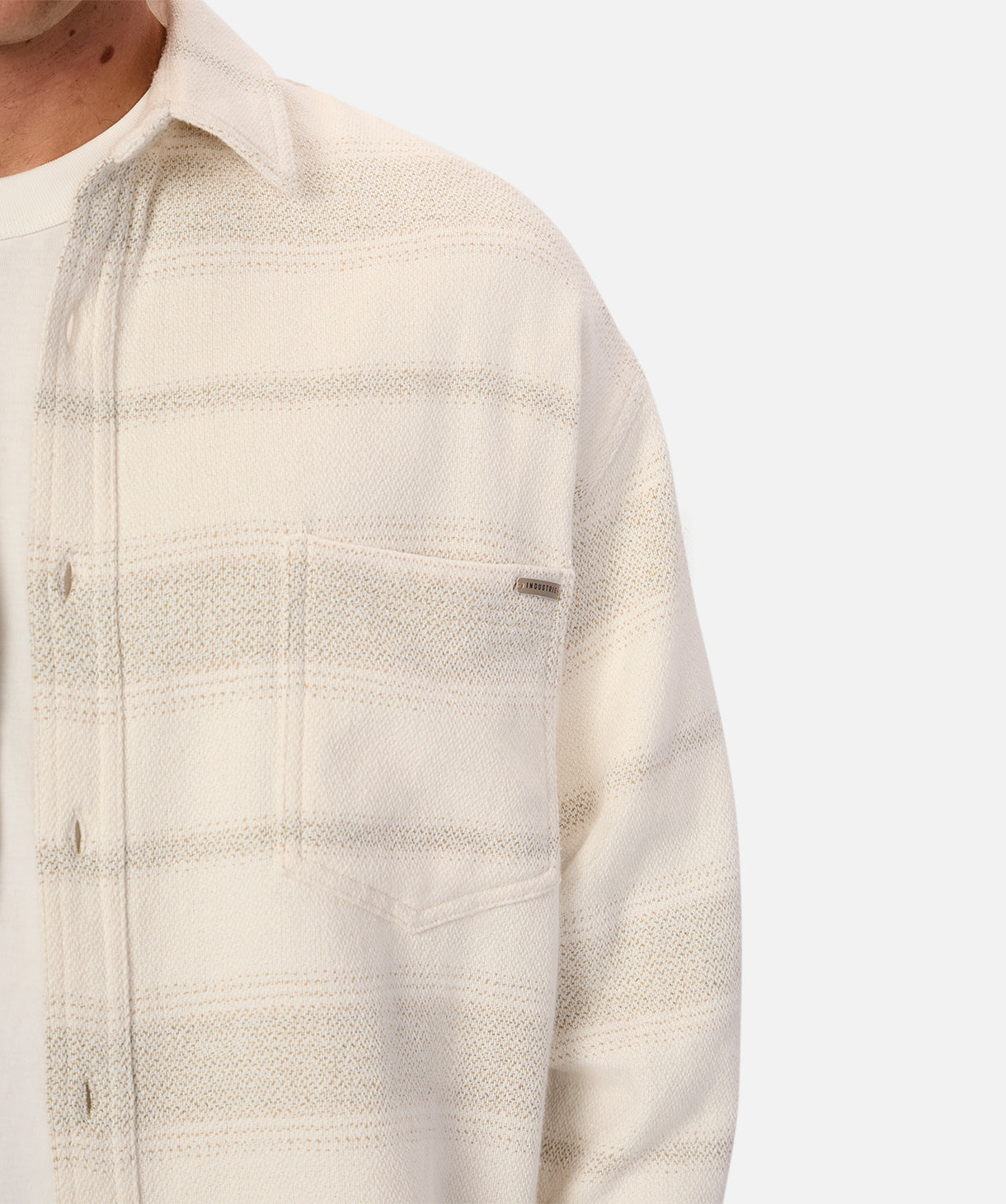 Arizona Long Sleeve Shirt for Men & Women - Soft Cotton Crewneck T-Shirt in Cream & White Combo | Casual Wear, Outdoor Activities, Layering Essential
