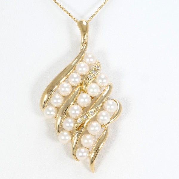 18K Yellow Gold Akoya Pearl Diamond Pendant Necklace for Women - Elegant Bridal Jewelry, Anniversary Gift & Special Occasion Accessory