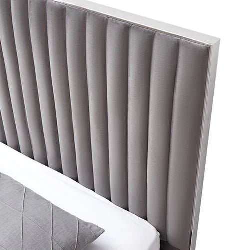 King Premium Bedzy Luxe Hillsdale Bed Frame in Grey - Luna Series Euro Top Medium Firm Mattress with Bamboo Mattress Topper | Complete Luxury Bedroom Set for Master Bedroom, Guest Room & Apartment Sleeping