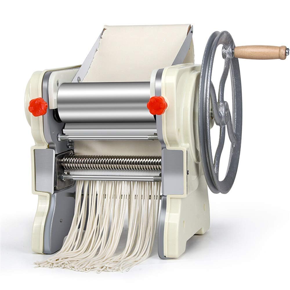 ZKS-KS Manual Pasta Maker Machine - Stainless Steel Pasta Roller & Cutter for Fresh Homemade Spaghetti, Fettuccine & Noodles (Silver, 34X24X20cm) - Perfect for Italian Cuisine, Family Cooking & Restaurant Use