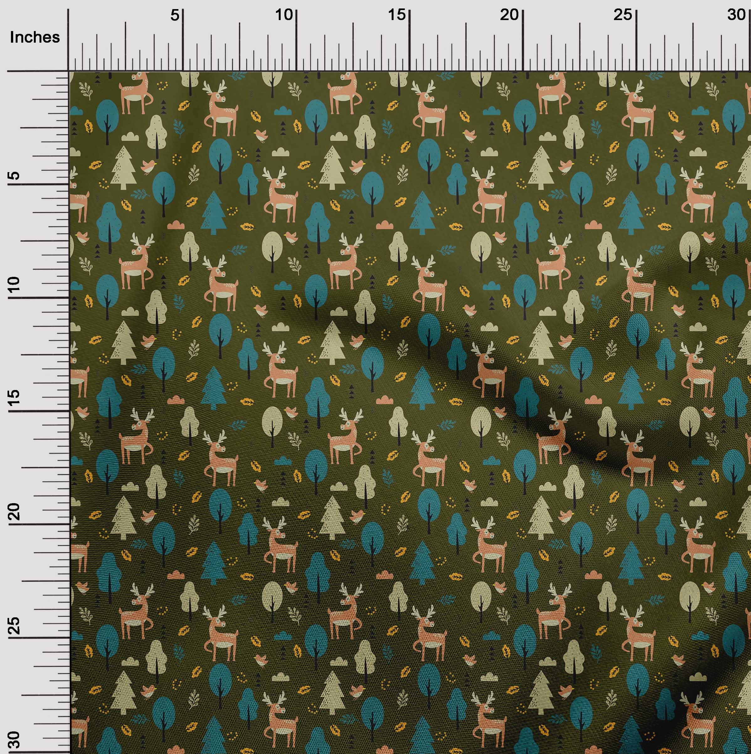 oneOone Polyester Spandex Dark Olive Green Fabric - Soft Stretchy Kids Dress Material, 56 Inch Wide Printed Fabric by The Yard | Perfect for DIY Children's Clothing, Costumes & Home Decor Projects