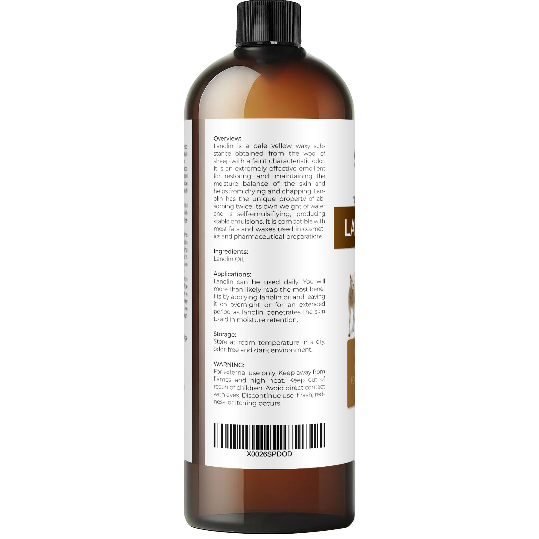 Velona Lanolin Oil USP Grade 16 fl oz - 100% Pure Natural Refined Cold Pressed Carrier Oil for Skin, Hair, Body & Face Moisturizer - Perfect for Dry Skin Care, DIY Beauty Products & Massage Therapy