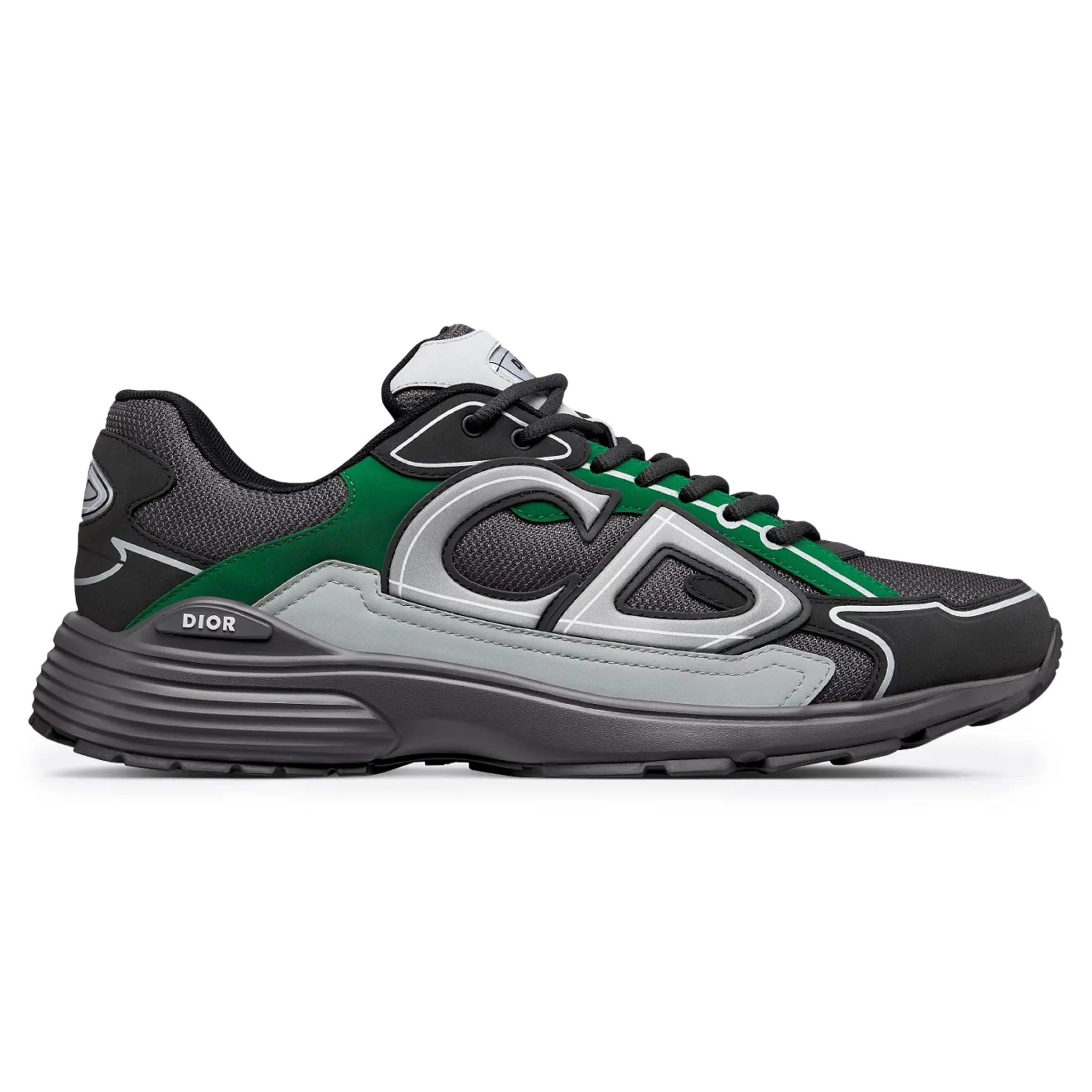 Dior B30 Mesh Sneakers for Men - Deep Grey, Green & Black Colorway | Stylish & Comfortable Casual Shoes for Everyday Wear, Gym & Street Fashion