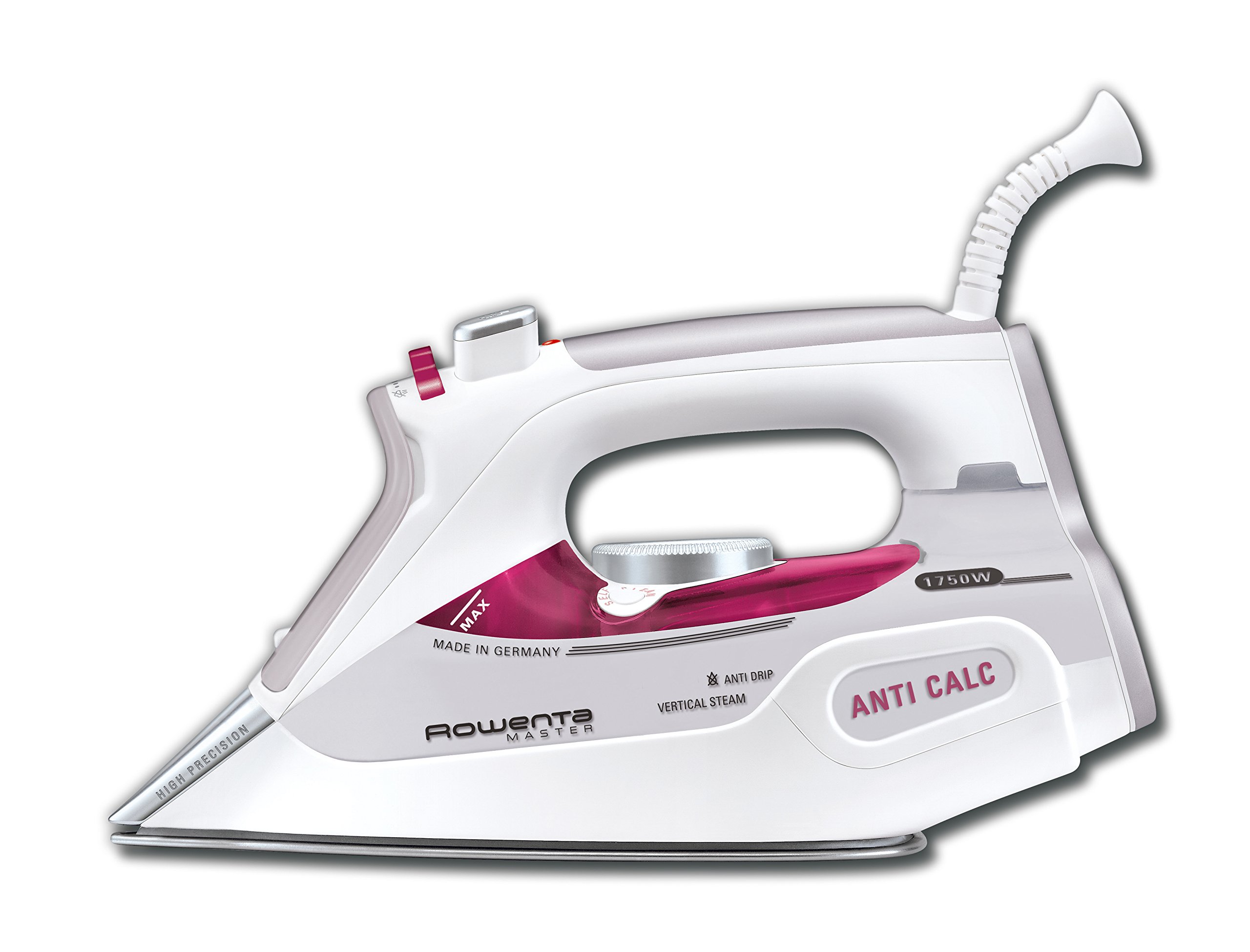 Rowenta DW9150 Master Steam Iron - 1750W with Stainless Steel Soleplate, Auto Shut Off, Pink | Perfect for Home & Professional Garment Care, Wrinkle Removal, Fabric Steaming