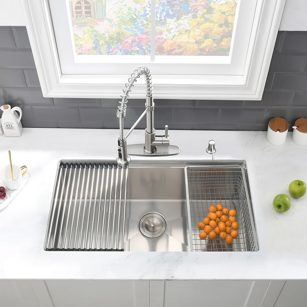 **VASOYO 27x19 Inch 16 Gauge Stainless Steel Undermount Kitchen Sink Workstation with Cutting Board – Deep Single Bowl for Food Prep & Dishwashing**    *(Perfect for meal preparation, washing dishes, and organizing kitchen tasks in modern homes or restaurants.)*