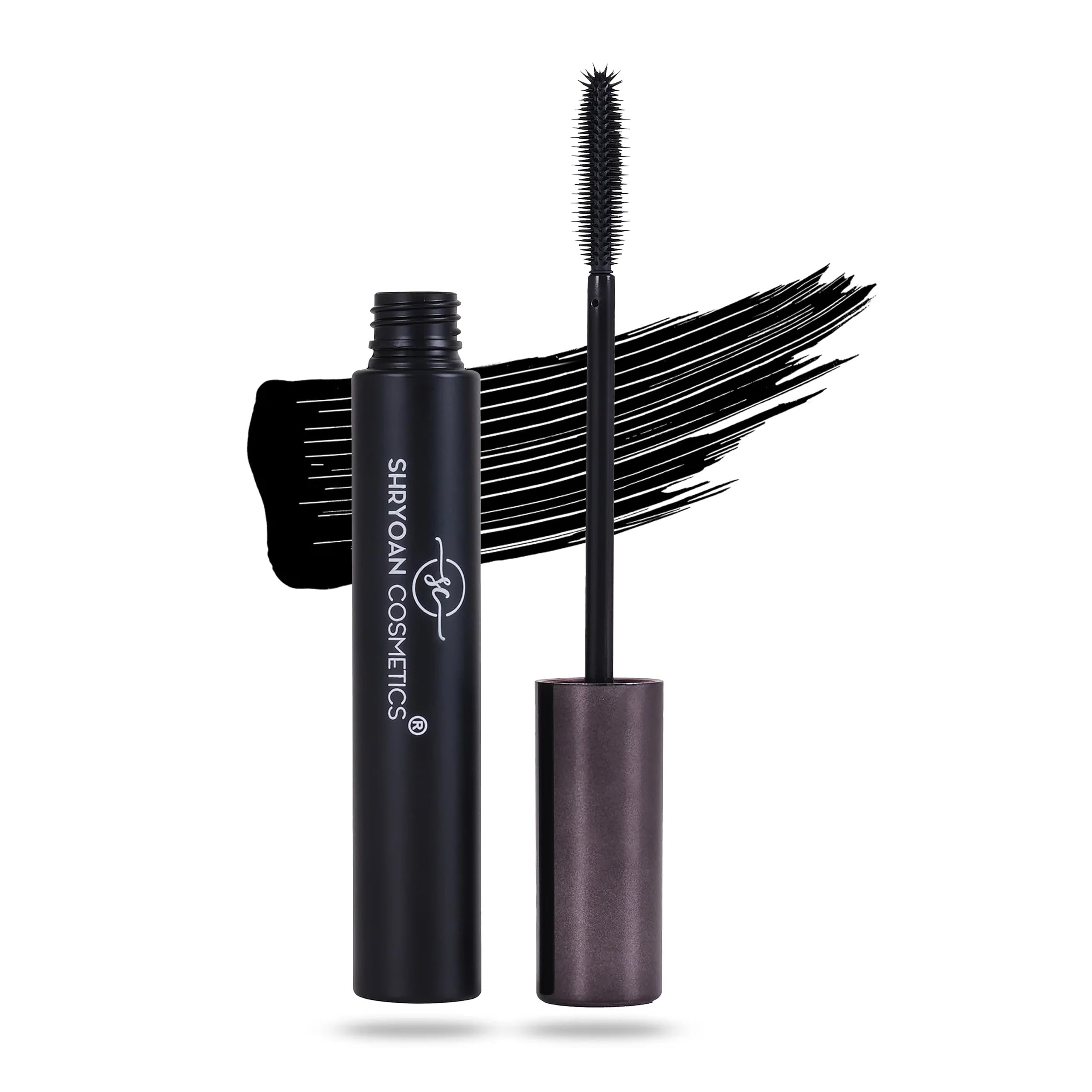 Shryoan Long-Lash Lengthening Jet Black Mascara - Waterproof & Smudge Proof Volumizing Mascara for 18H Wear (15ml) | Perfect for Daily Use, Special Occasions & Sensitive Eyes