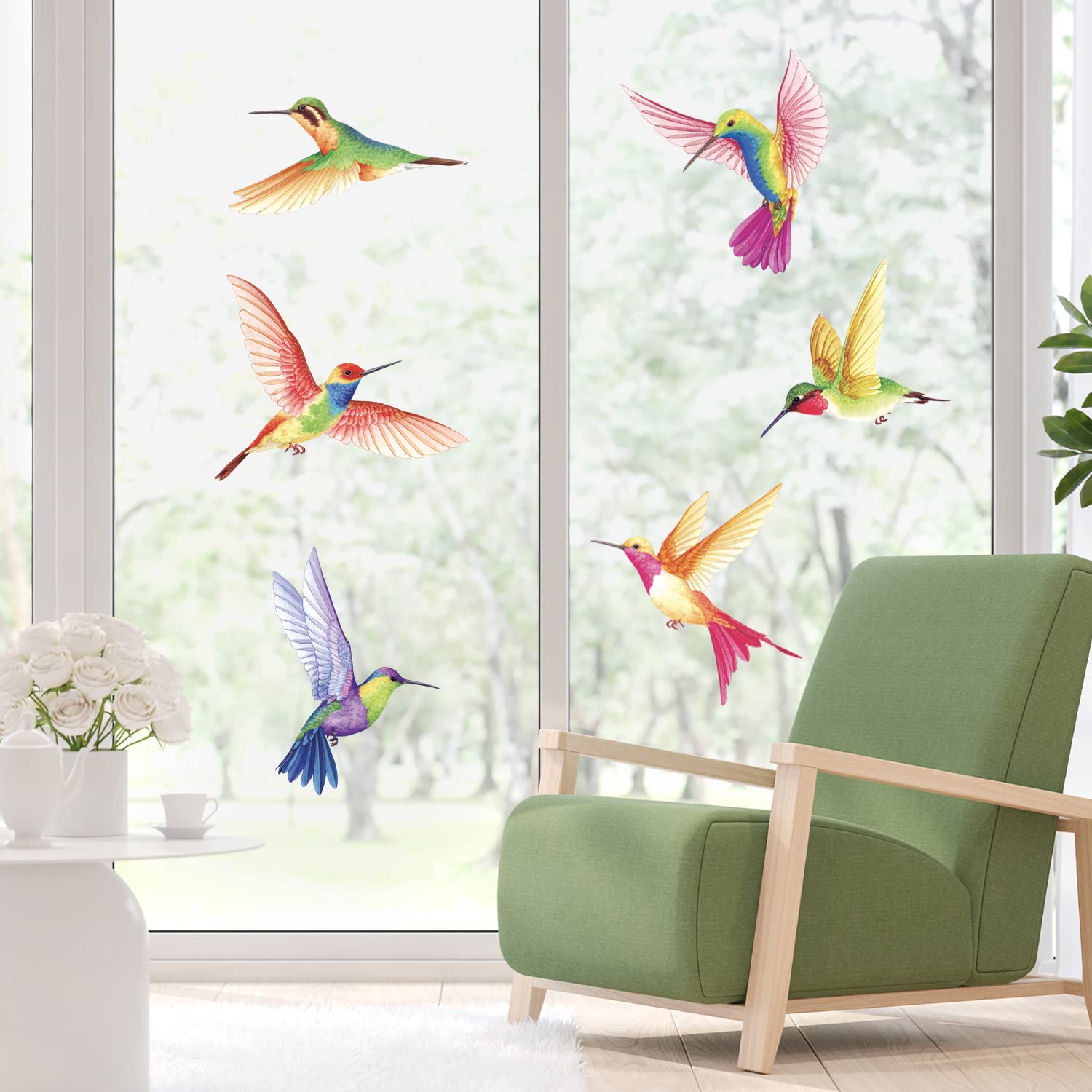 BASHOM DS2-4002 Hummingbird Wall Decals - Removable Peel & Stick Vinyl Wall Art for Nursery, Bedroom, Living Room Decor - Spring Flying Bird Mural Stickers for Kids Room & Home Decoration (Perfect for Birthday Parties, Baby Showers & Seasonal Home Decor)